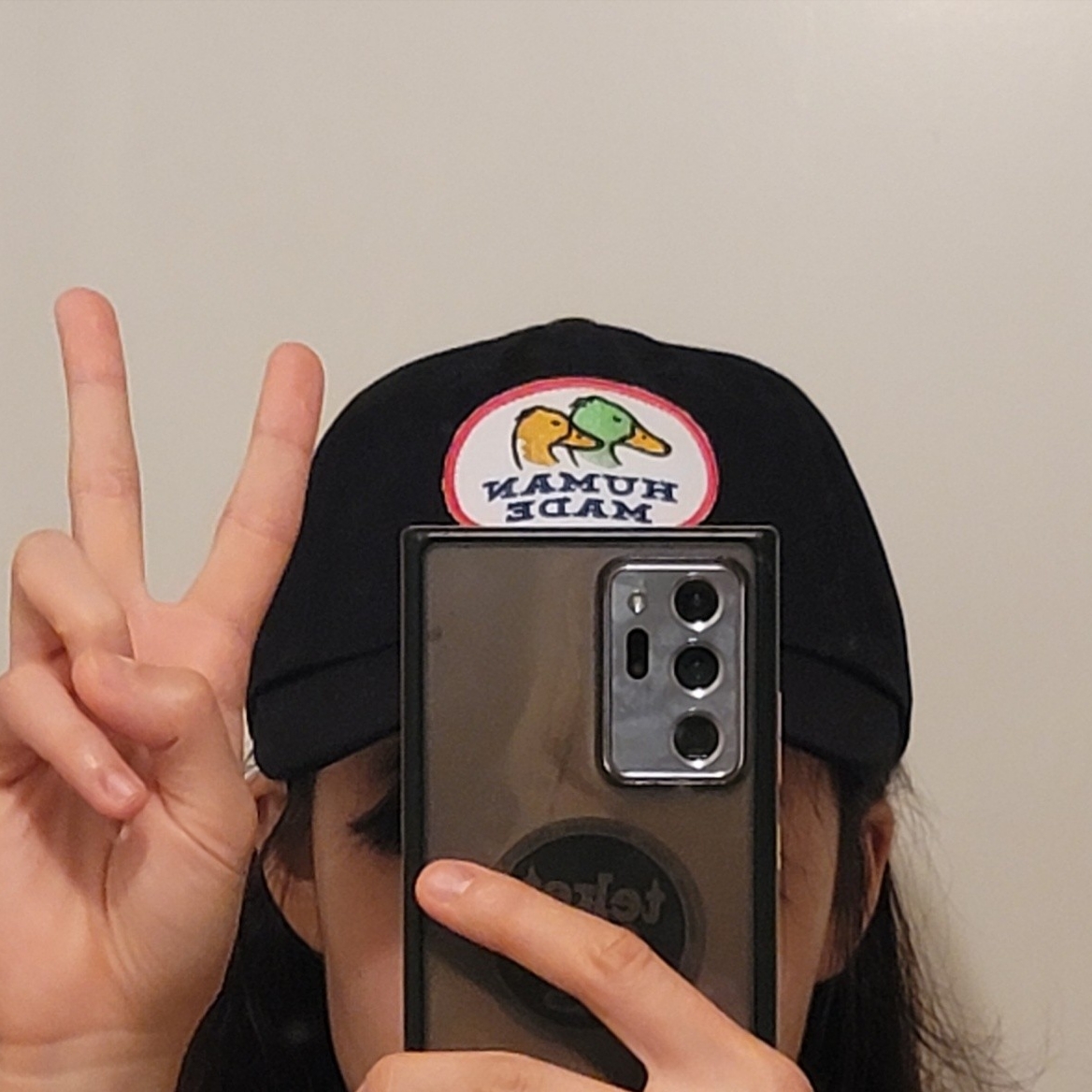 Human Made 6-Panel Twill Cap #1 Black 착용 스타일 - 4