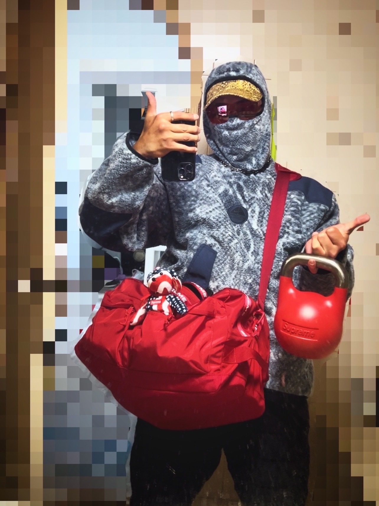 Supreme x Nike ACG Denim 6-Panel Gold Snakeskin - 22FW, Supreme x Nike ACG Fleece Pullover Mint Snakeskin - 22FW 착용 스타일 - 1