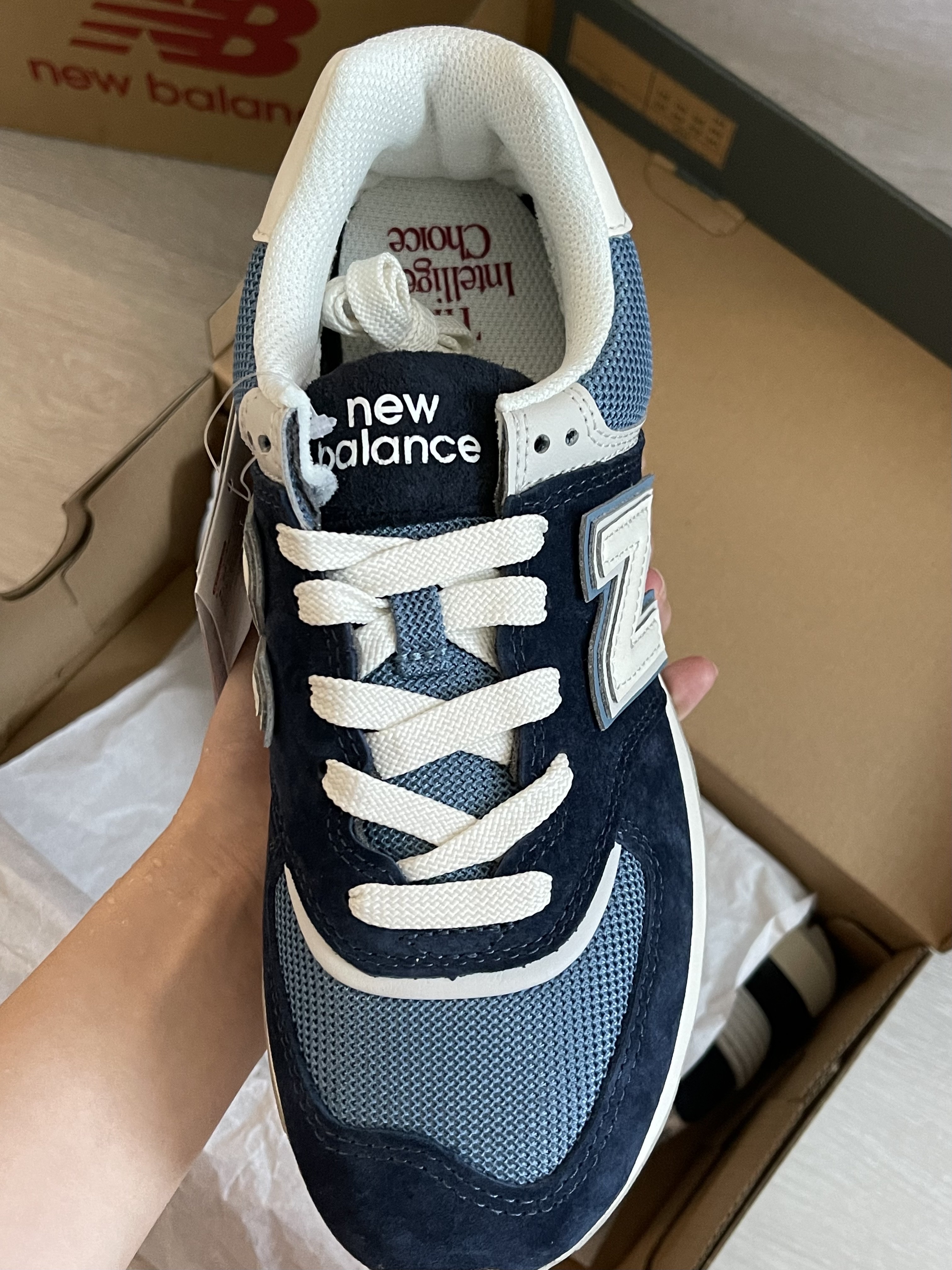 New Balance 574 Legacy Navy Sea Salt, New Balance 574 Legacy Navy 착용 스타일 - 2