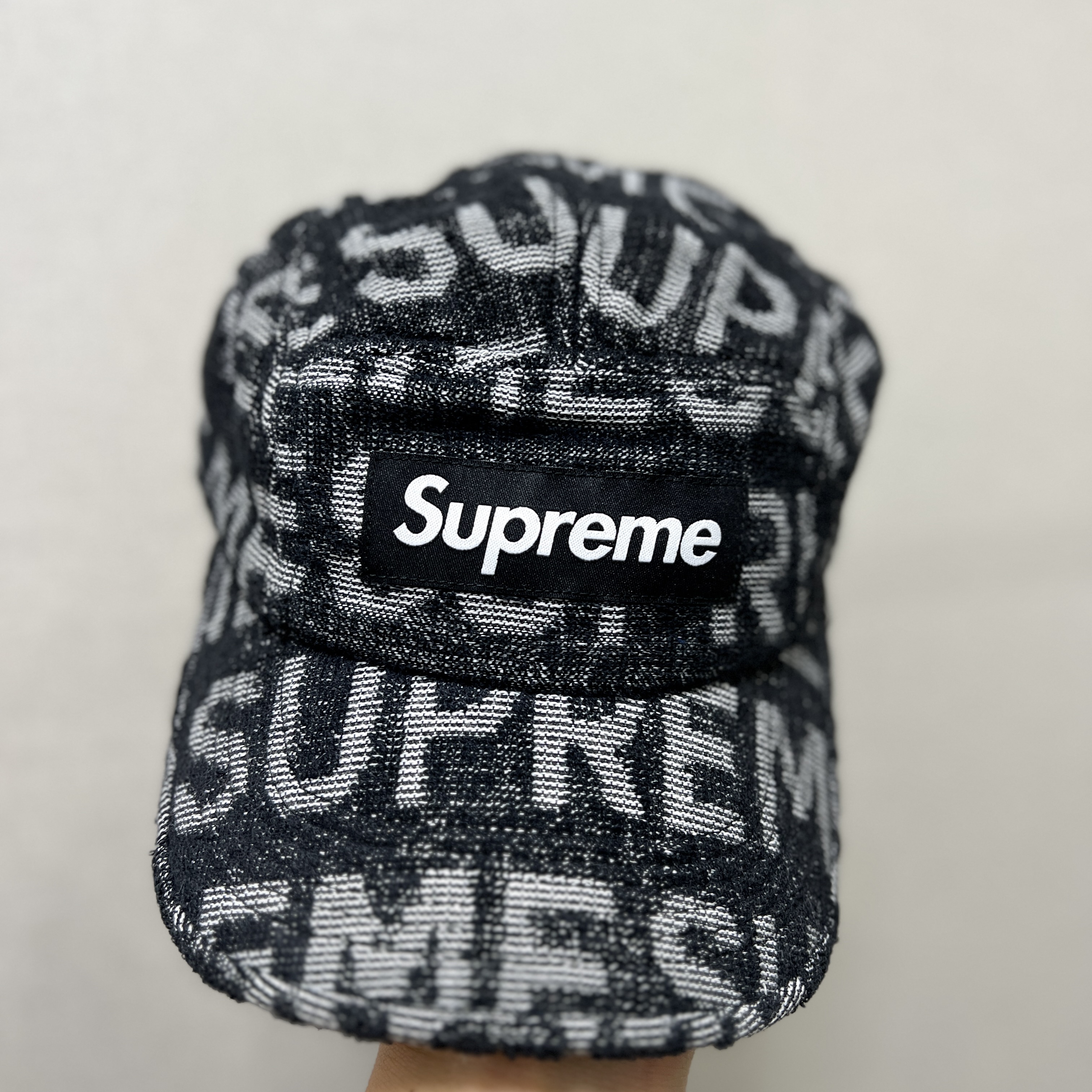 Supreme Terry Spellout Camp Cap Black - 22SS 착용 스타일 - 2