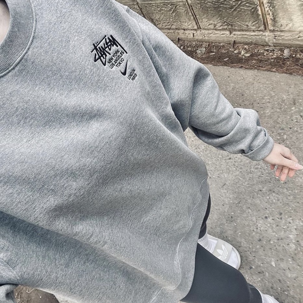 Nike x Stussy NRG ZR Fleece Crewneck Heather Grey - Asia 착용 스타일
