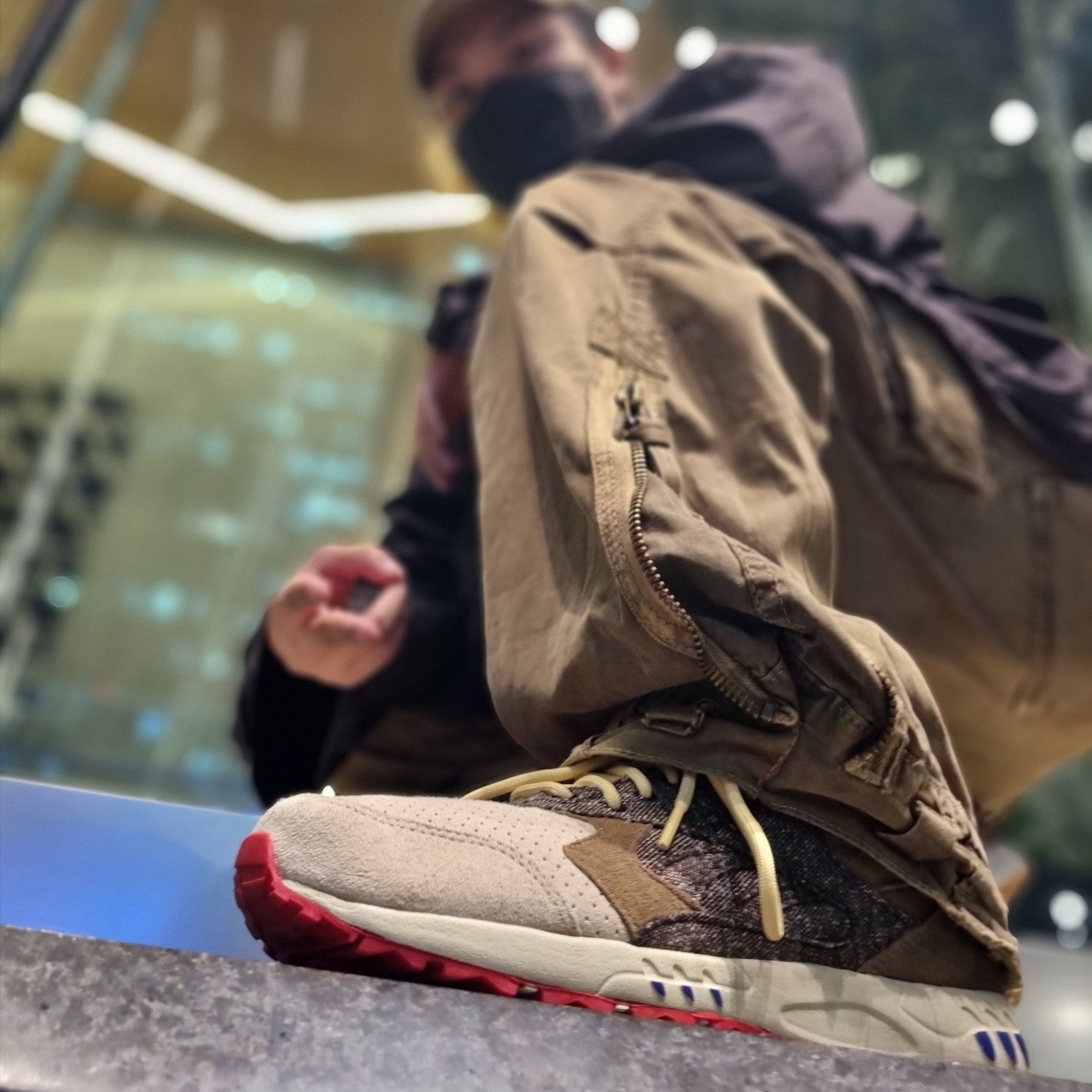 Reebok x Bodega Inferno Suede Tweed Alabaster Olive Black 착용 스타일