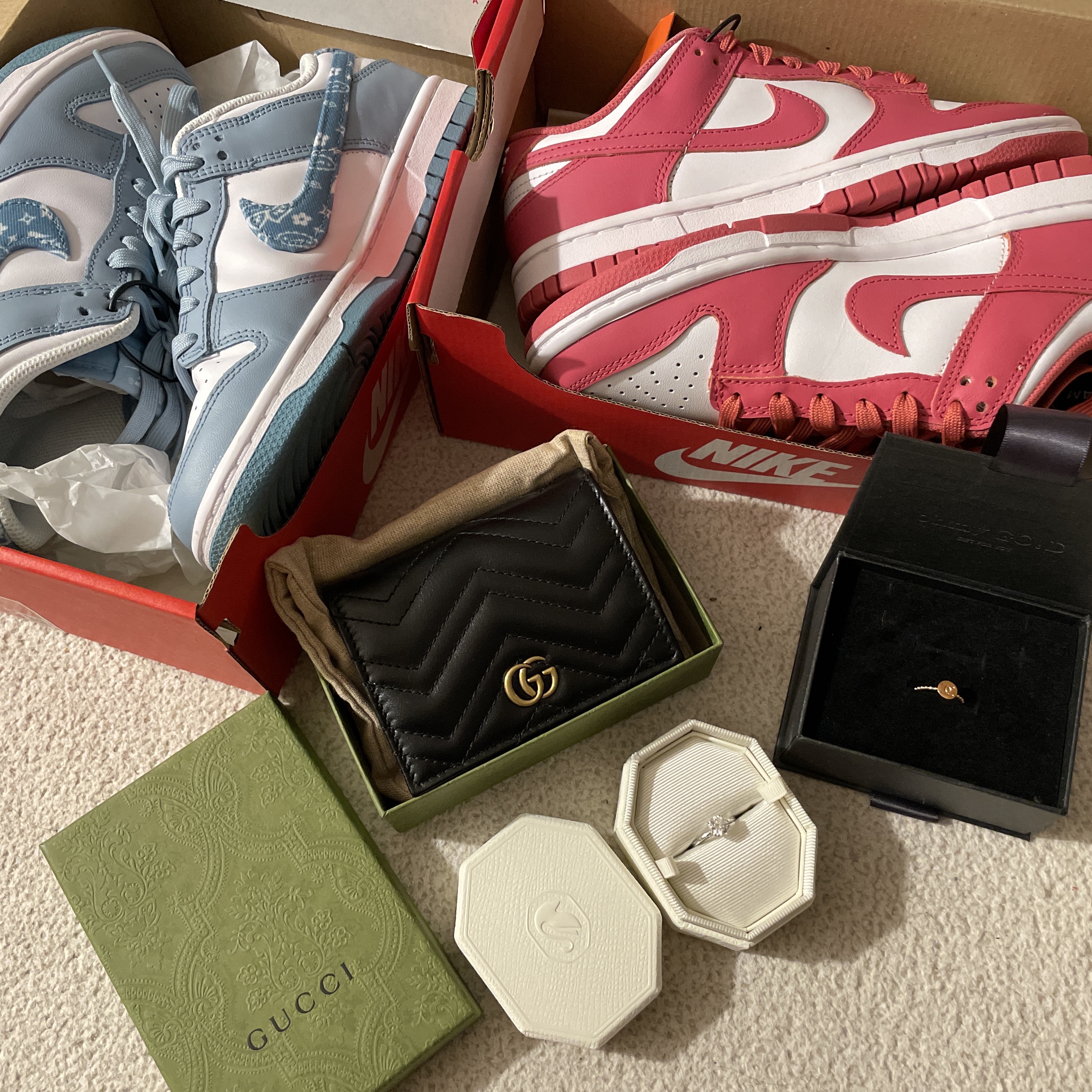 (W) Nike Dunk Low Essential Blue Paisley, (W) Nike Dunk Low Archeo Pink 착용 스타일