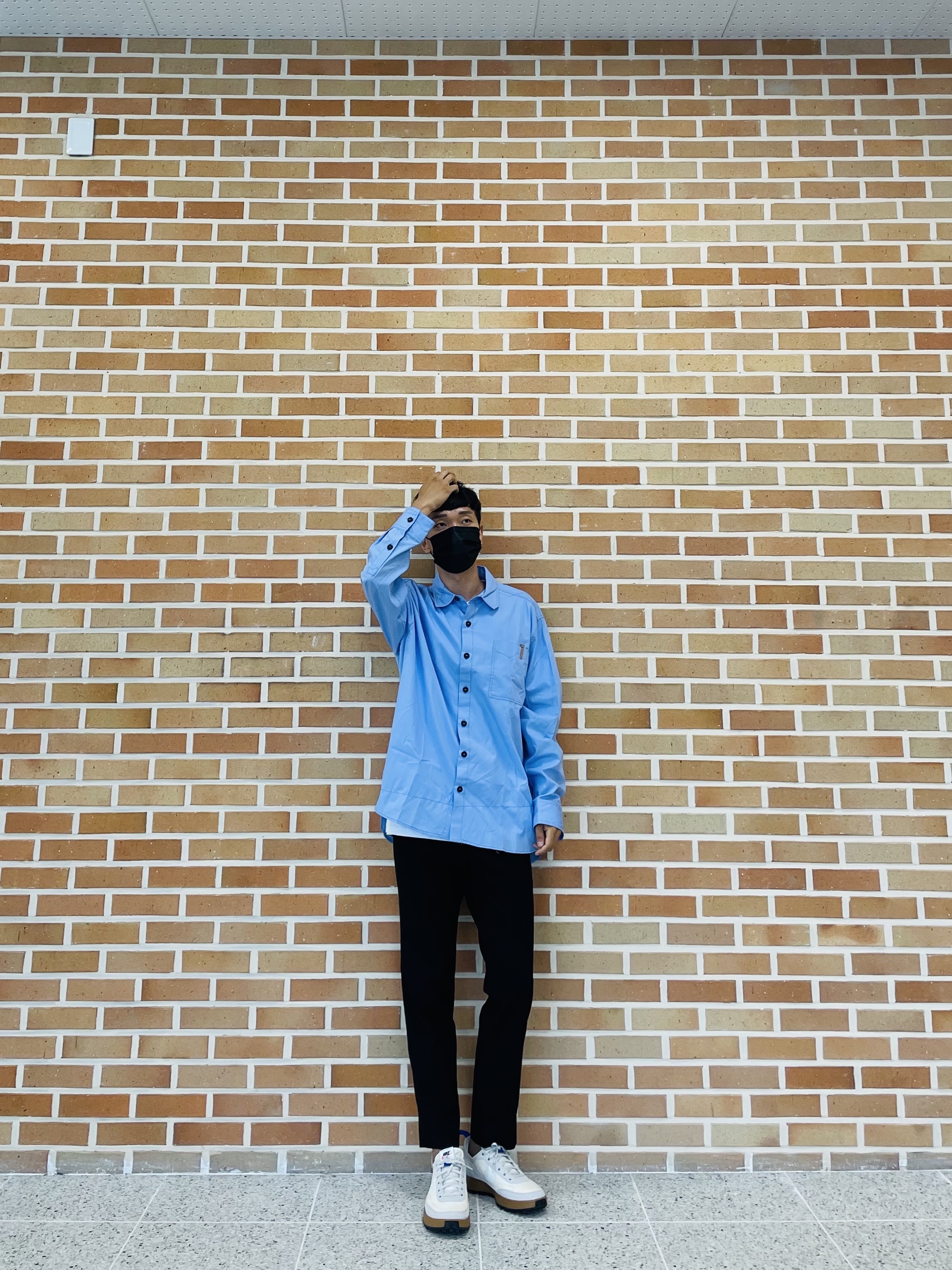 Nike x Tom Sachs General Purpose Shoe Light Cream, Zara x Ader Error Oversized Shirt Sky Blue 착용 스타일