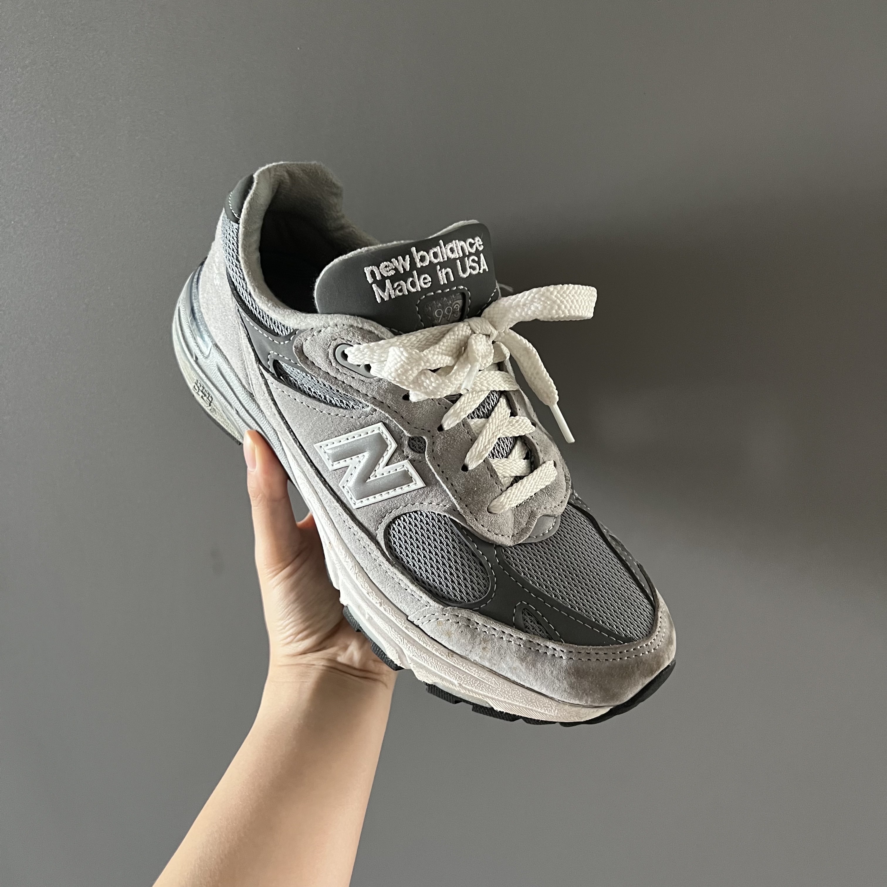 (W) New Balance 993 Made in USA Grey - B Standard, New Balance 993 Made in USA Grey - D Standard 착용 스타일