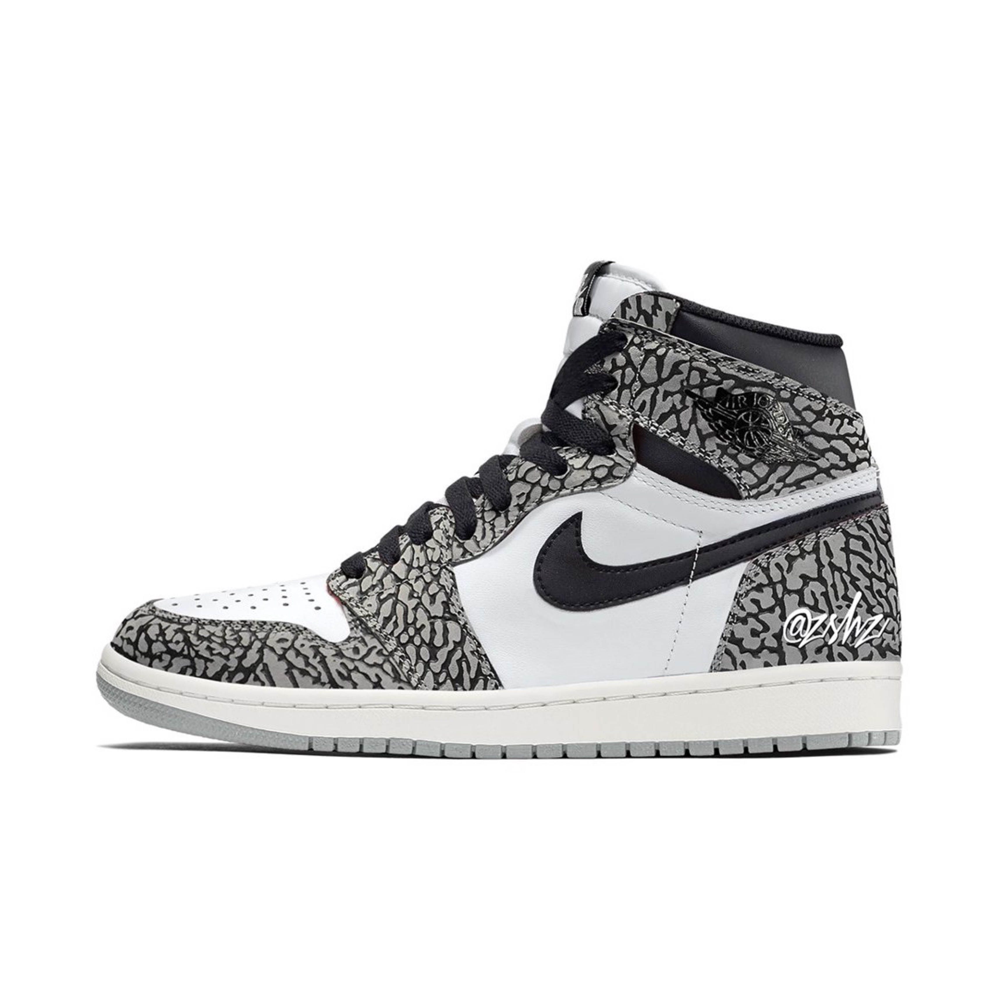 Jordan 1 Retro High OG White Cement, (GS) Jordan 1 Retro High White Cement 착용 스타일 - 2