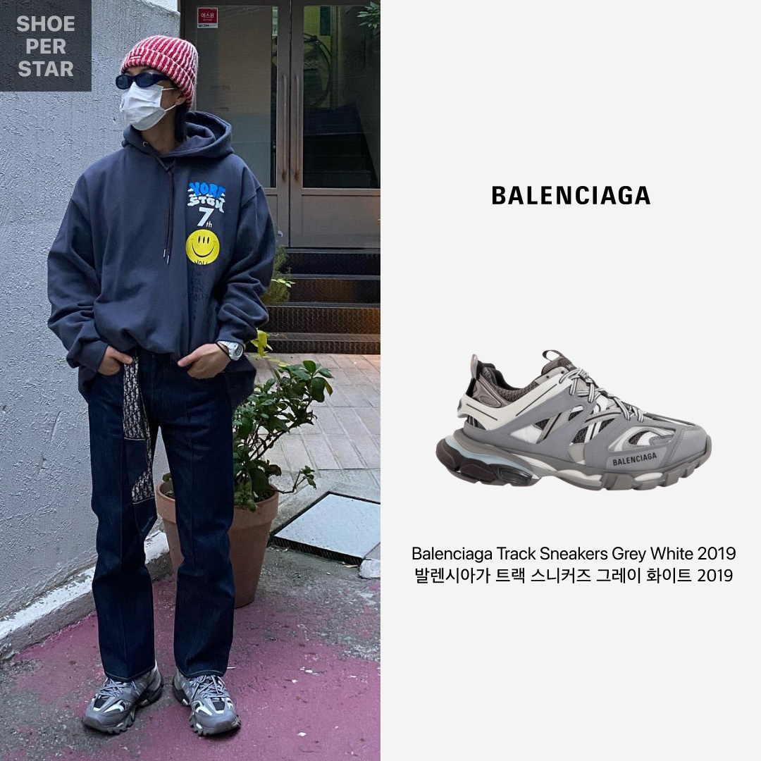 Balenciaga Track Sneakers Grey White 2019, Nike x Peaceminusone Air Force 1 Low Para-Noise 2.0 착용 스타일 - 2