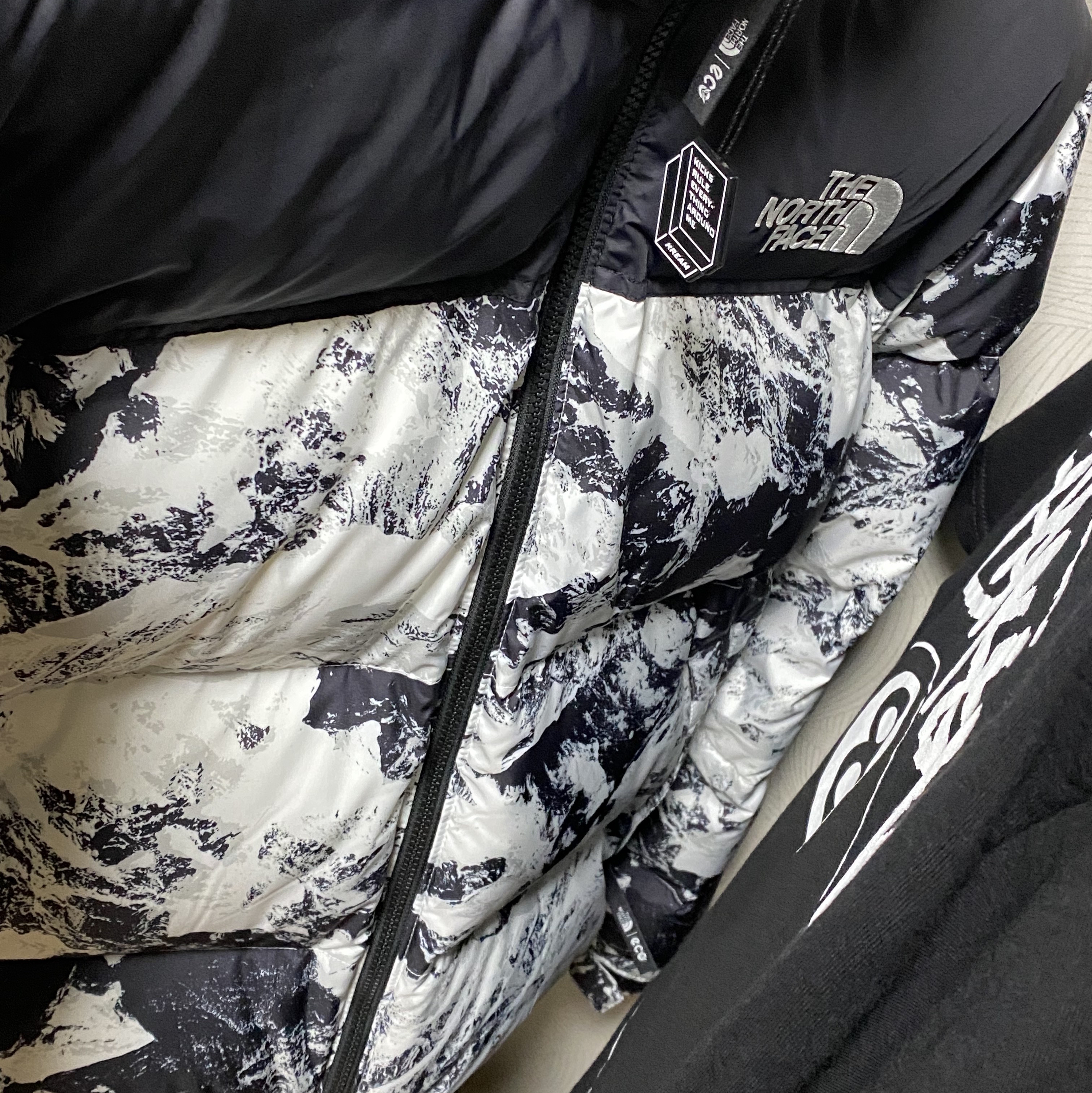 The North Face 1996 Novelty Nuptse Jacket Nutral Gray 착용 스타일