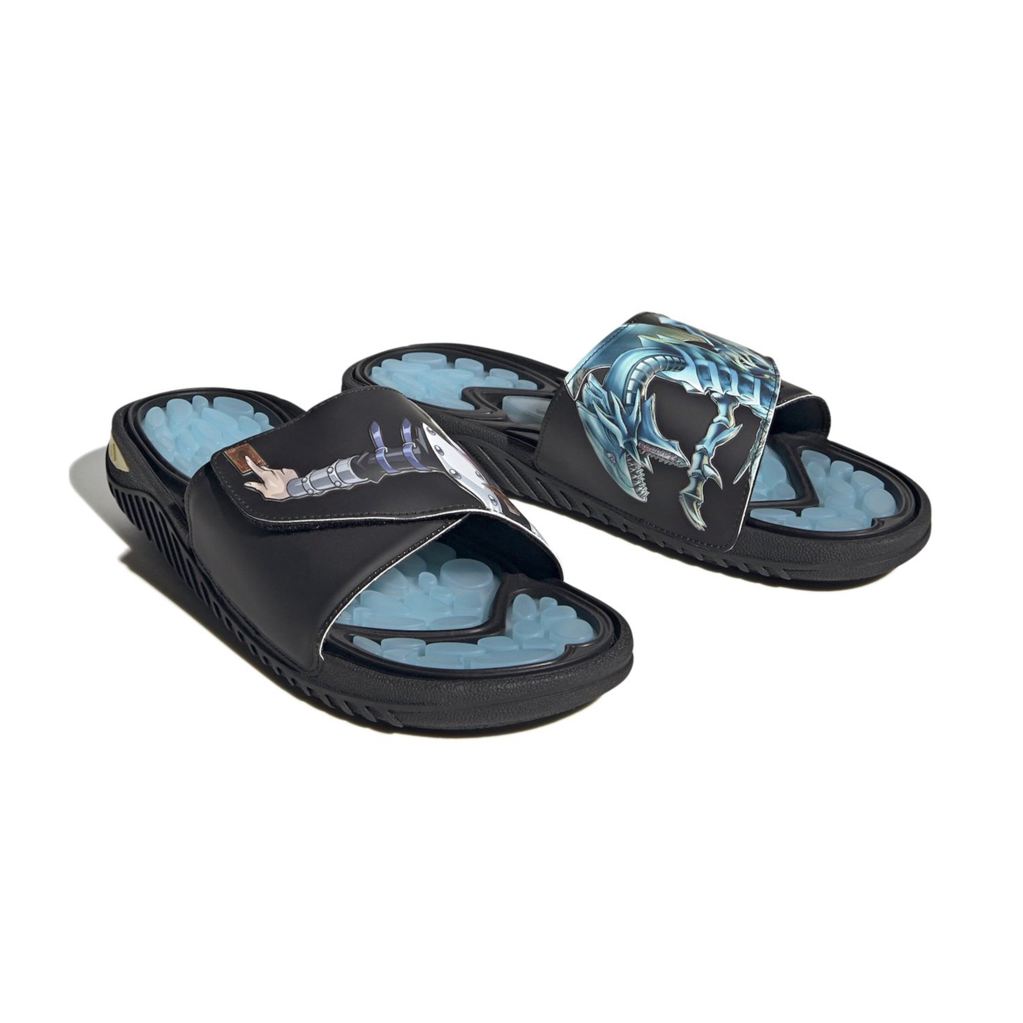 Adidas X Yu-Gi-Oh! Reptossage Slide Core Black Pulse Lilac, Adidas X Yu-Gi-Oh! Reptossage Slide Core Black Hazy Sky 착용 스타일 - 5