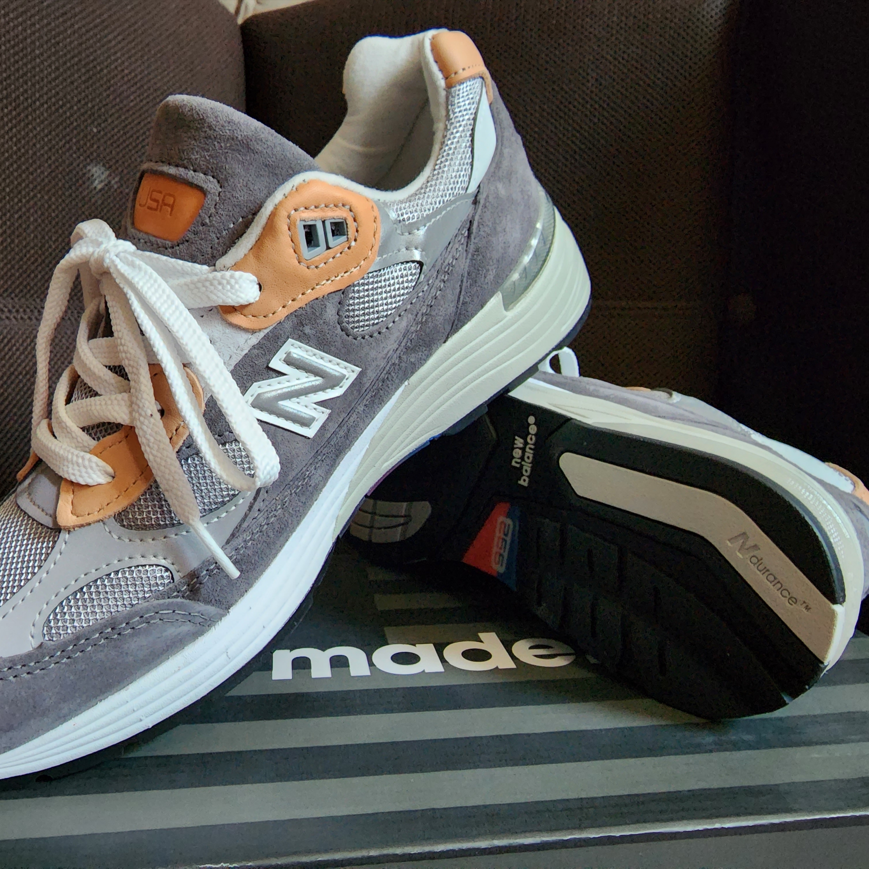 New Balance x Todd Snyder 992 Made in USA 10th Anniversary Grey Tan, New Balance 992 Made in USA Grey - D Standard 착용 스타일 - 1
