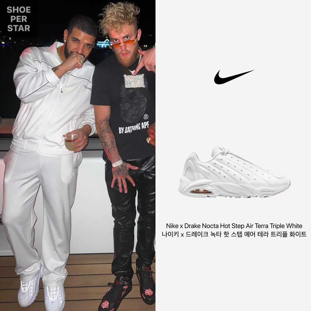 Nike x Drake Nocta Hot Step Air Terra Triple White, Balenciaga Denim Pull-Up Pants Light Blue 착용 스타일 - 2