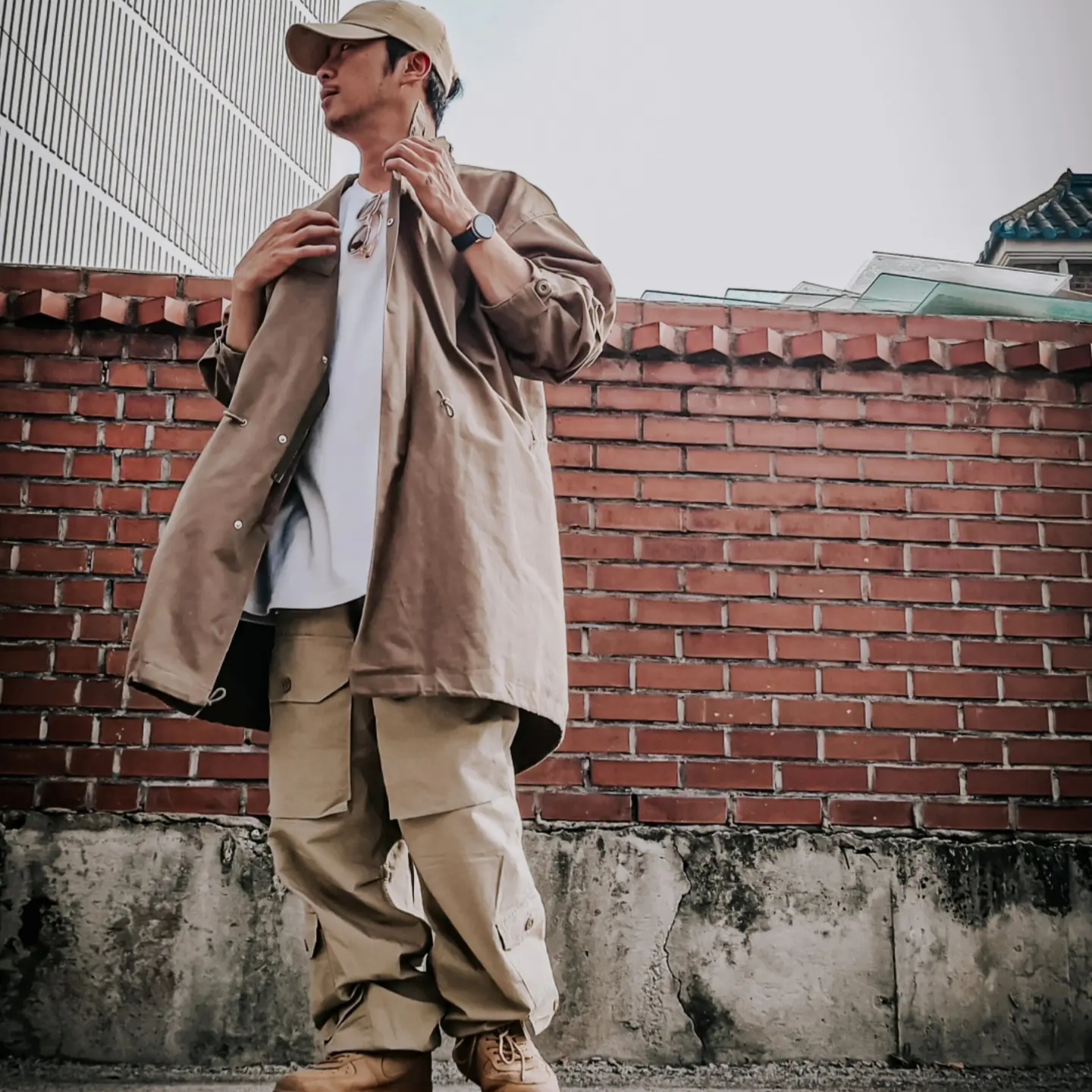 IAB Studio x Ottogi Mayonnaise 50th Anniversary T-Shirt White, Nike Air Force 1 High '07 LV8 WB Flax 착용 스타일 - 2