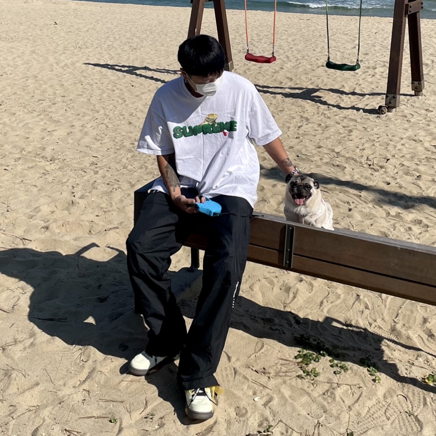 Jordan 5 x Off-White Retro SP Sail Fire Red, Supreme Lizard T-Shirt White - 20SS 착용 스타일