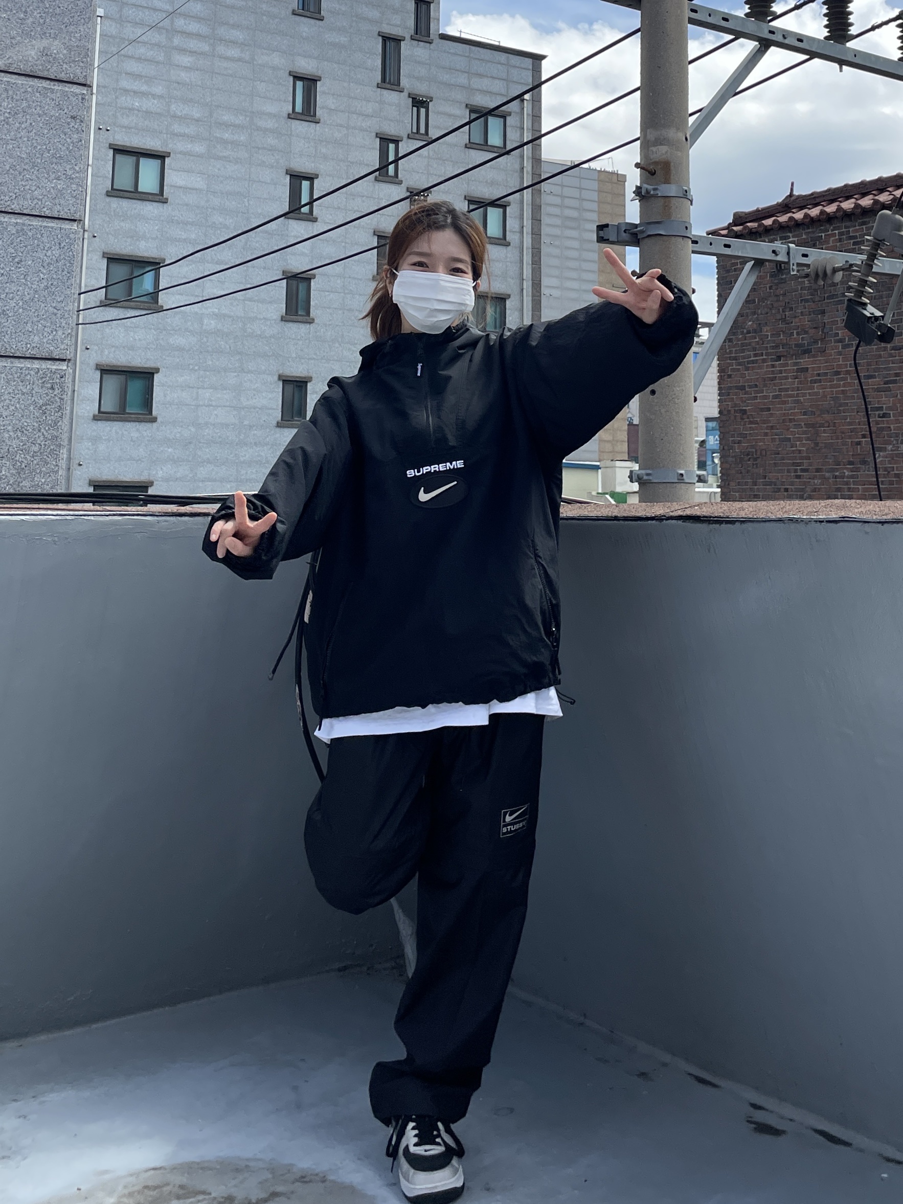 Supreme x Nike Jewel Reversible Ripstop Anorak Black - 20FW, Nike x Stussy NRG FL Storm-Fit Pants Black (DO7170-010) 착용 스타일 - 2