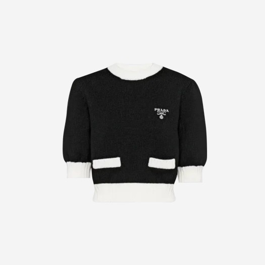 (W) 프라다 코튼 크루넥 스웨터 블랙