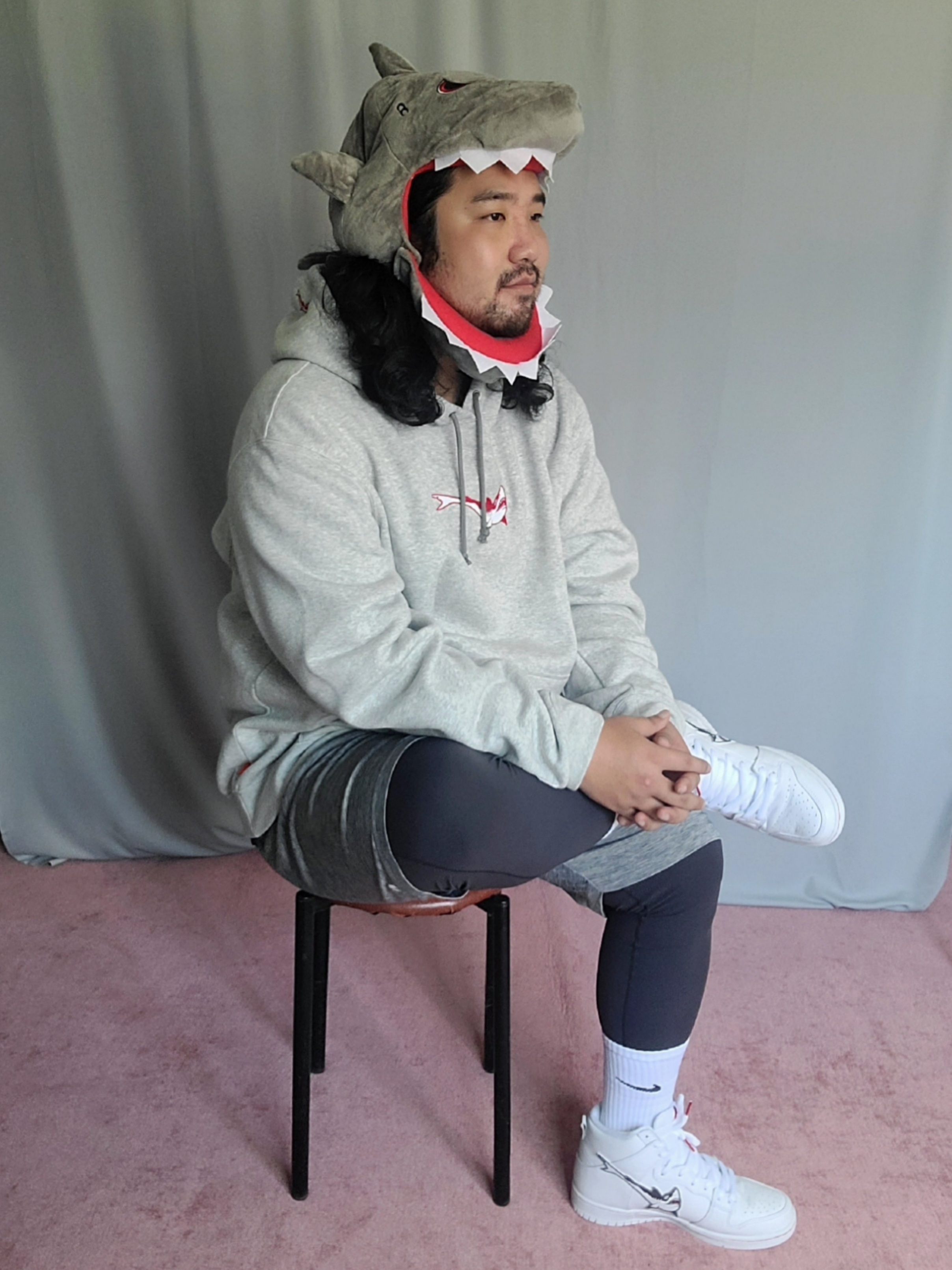 Nike SB x Oski Fleece Skate Hoodie Grey Heather, Nike x Oski SB Dunk High Pro White and Cool Grey 착용 스타일 - 1