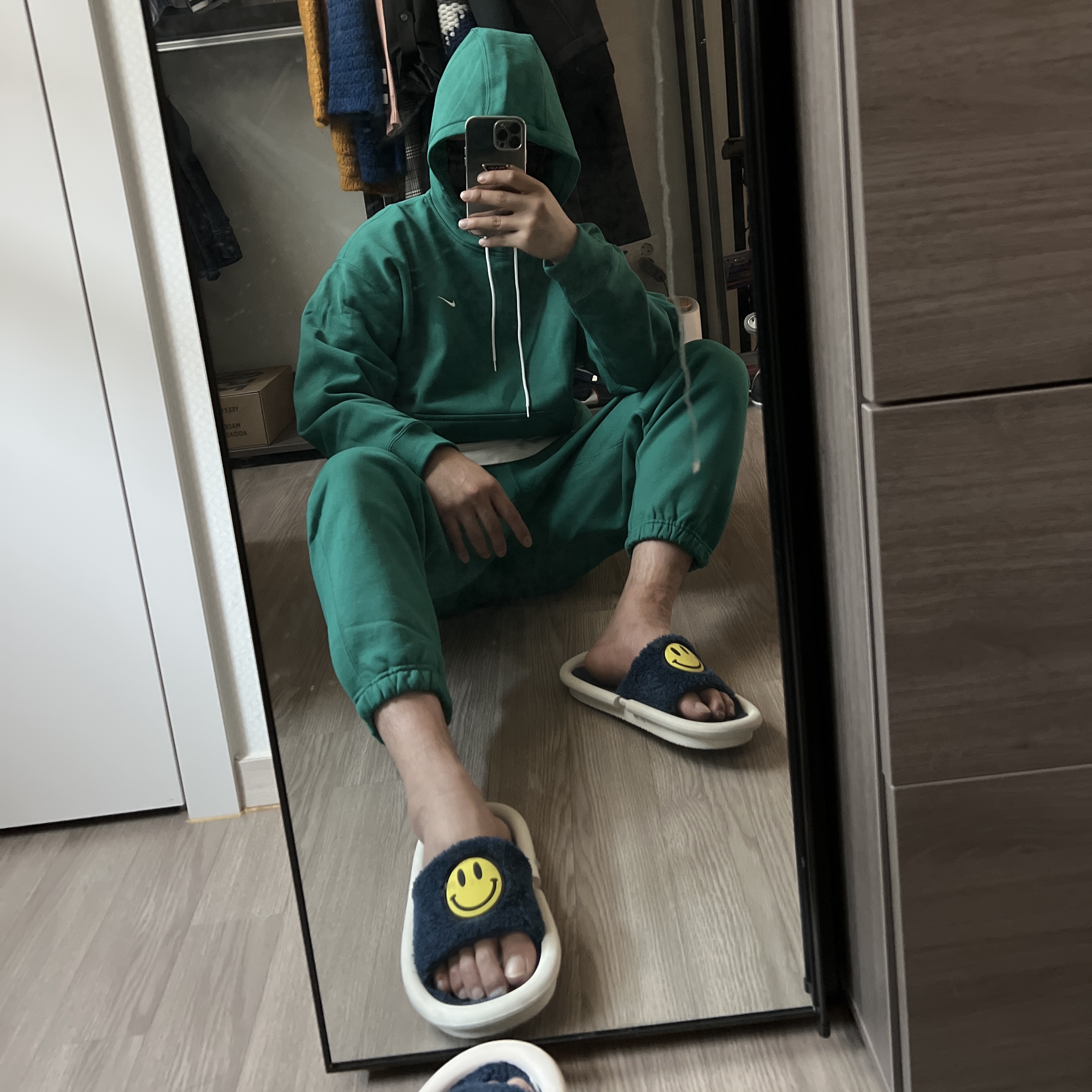 Nike NRG Solo Swoosh Fleece Hoodie Mystic Green - Asia, Nike NRG Solo Swoosh Fleece Pants Mystic Green - Asia μ°©μ© μ€νμΌ