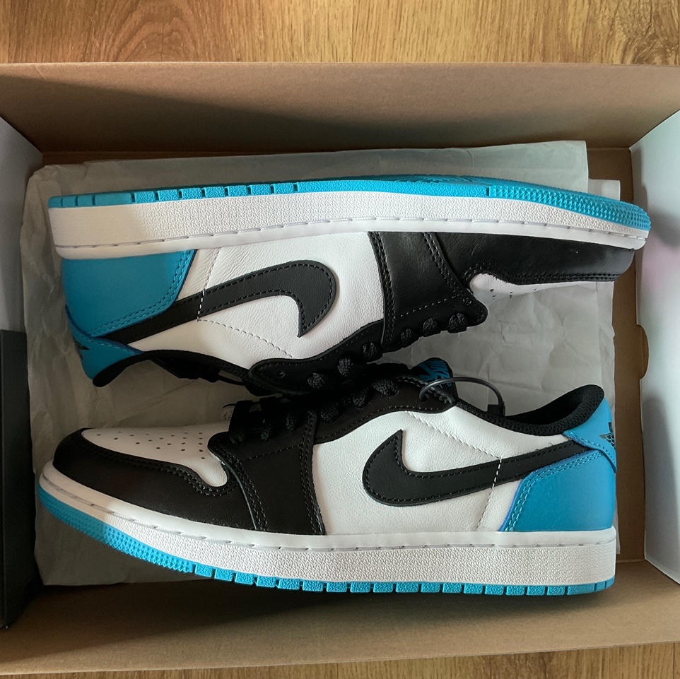 Jordan 1 Retro Low OG Black and Dark Powder Blue 착용 스타일