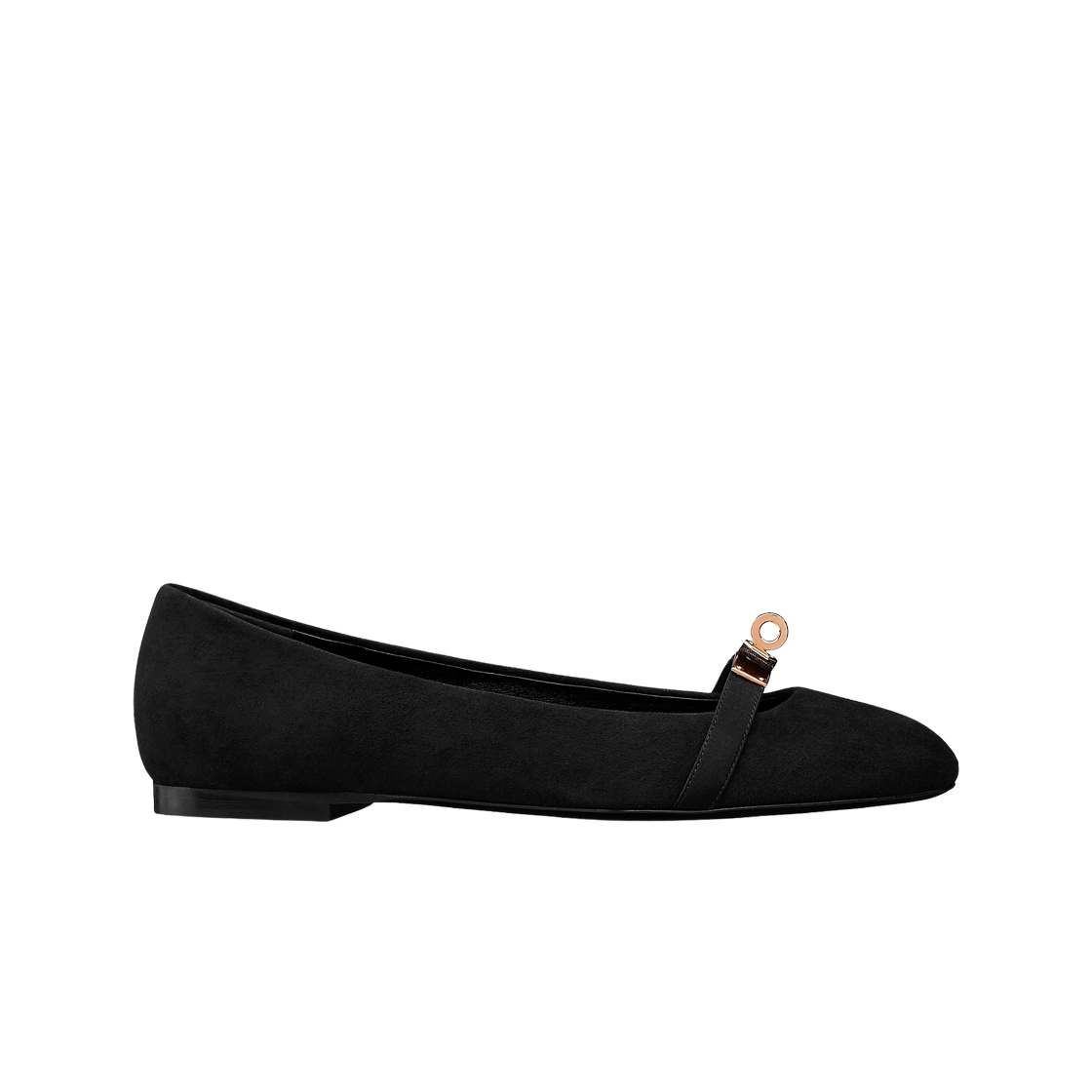 (W) 에르메스 빌바오 발레 플랫 고트스킨 & 로즈 골드 하드웨어 누아((W) Hermes Bilbao Ballet Flat Goatskin & Rose Gold Noir) - 1