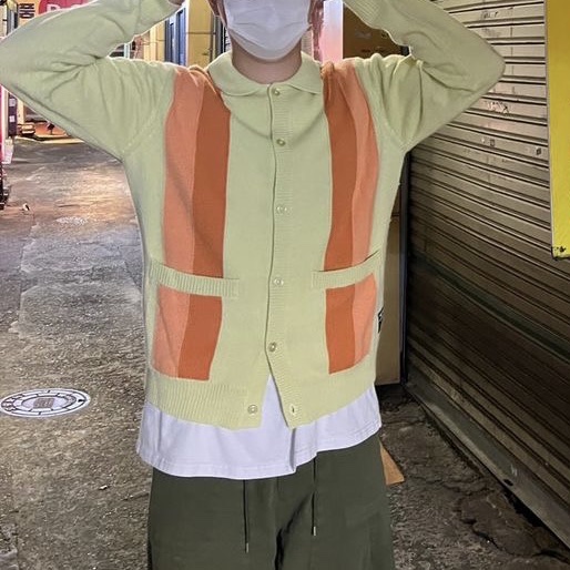 IAB Studio x Obey Archer Cardigan Yellow 착용 스타일