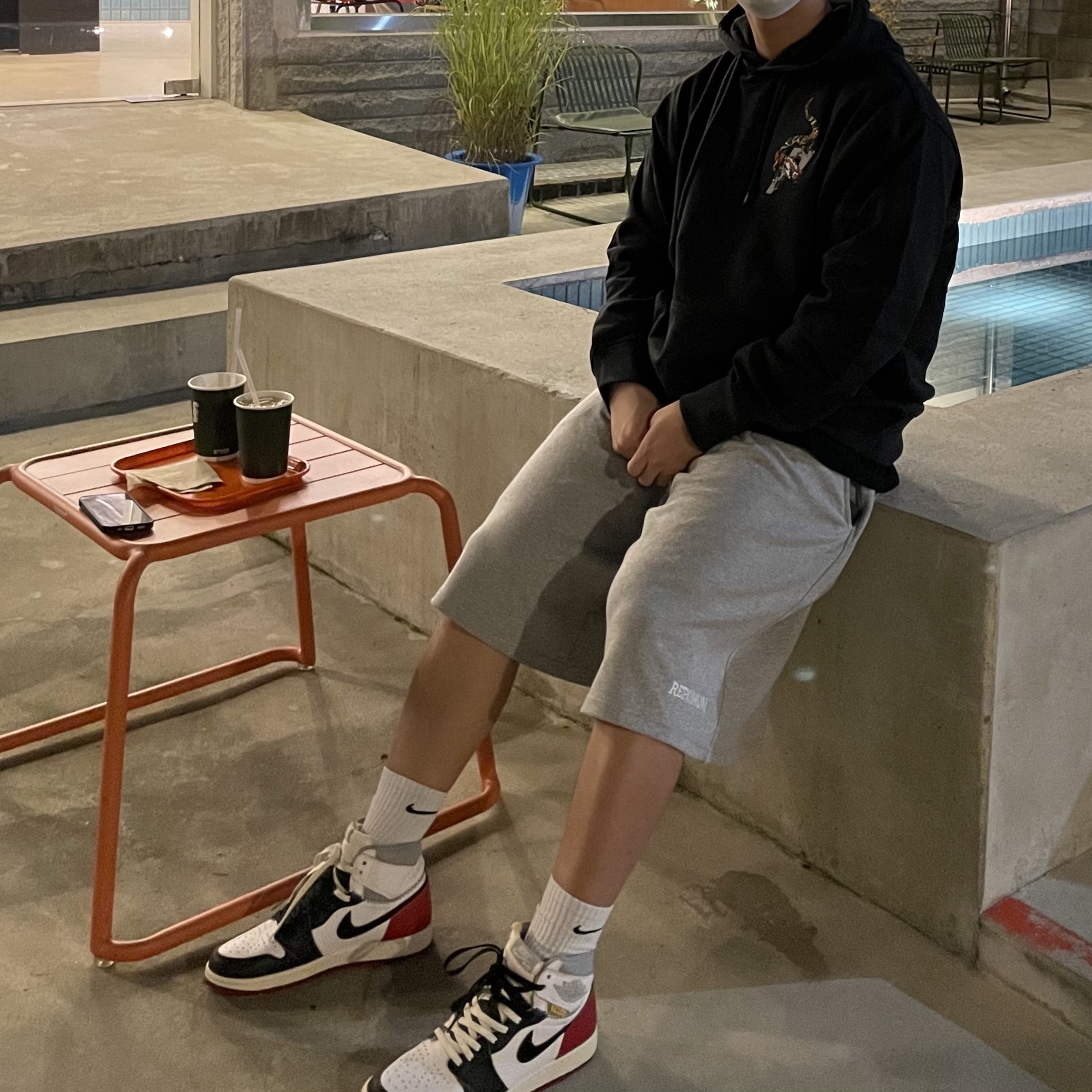 Jordan 1 x Union Retro High Black Toe, Palace Dragon P-3 Hood Black - 22FW 착용 스타일