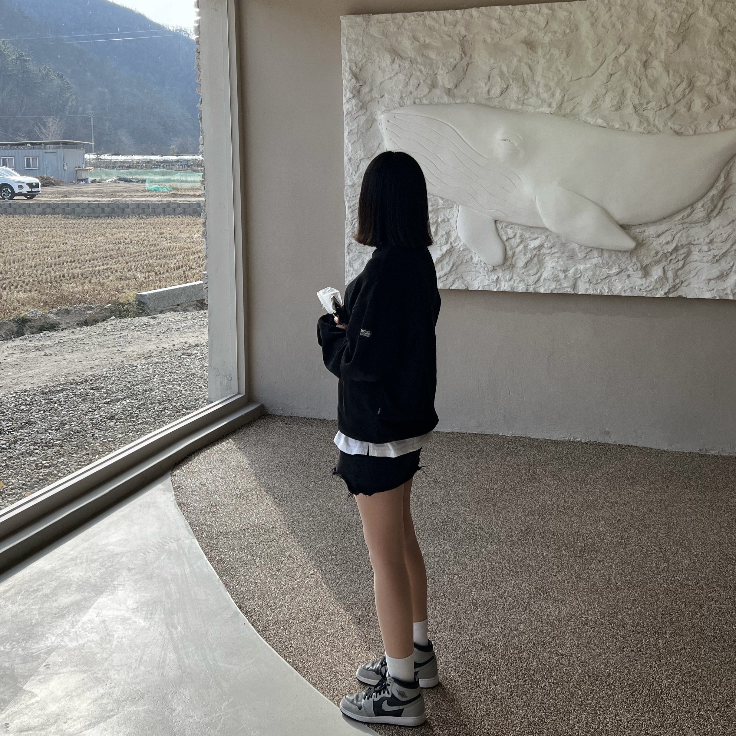 (GS) Jordan 1 Retro High OG Shadow 2.0, The North Face 1996 Novelty Nuptse Jacket Dark Navy 착용 스타일 - 1