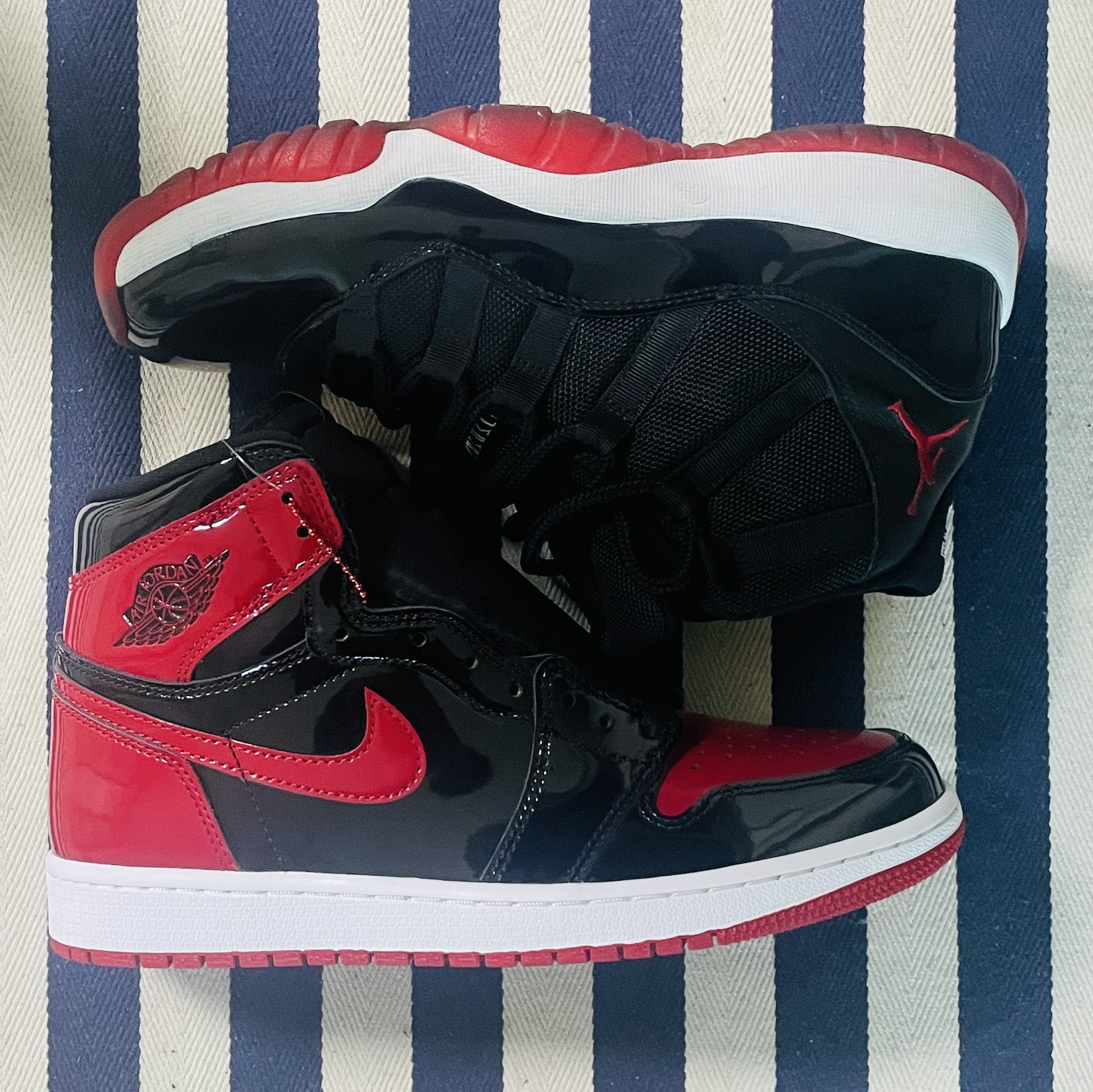 Jordan 1 Retro High OG Patent Bred, Jordan 11 Retro Bred 2019 착용 스타일