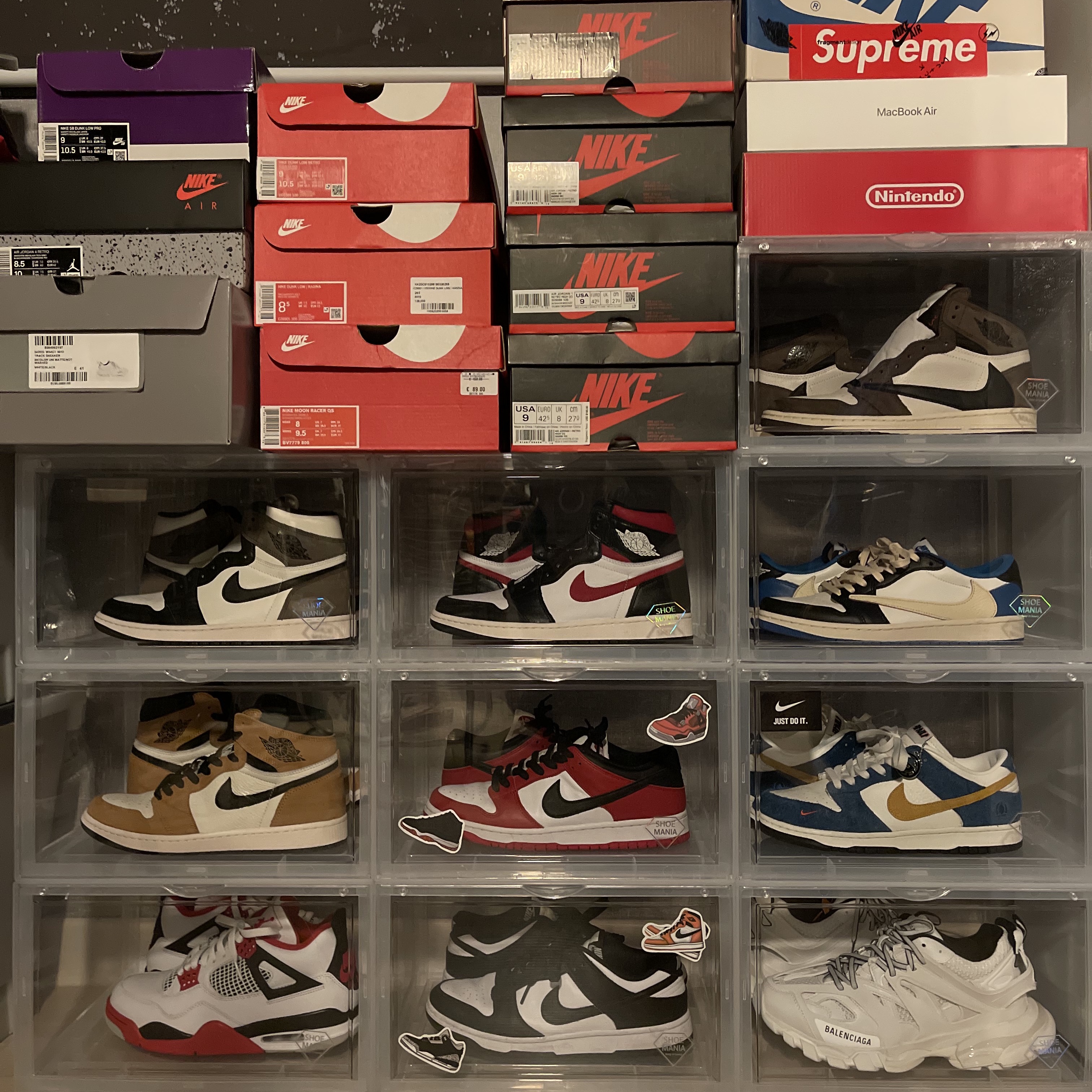 Jordan 1 x Travis Scott x Fragment Retro Low OG SP Military Blue, Jordan 1 x Travis Scott Retro High OG SP Mocha 착용 스타일