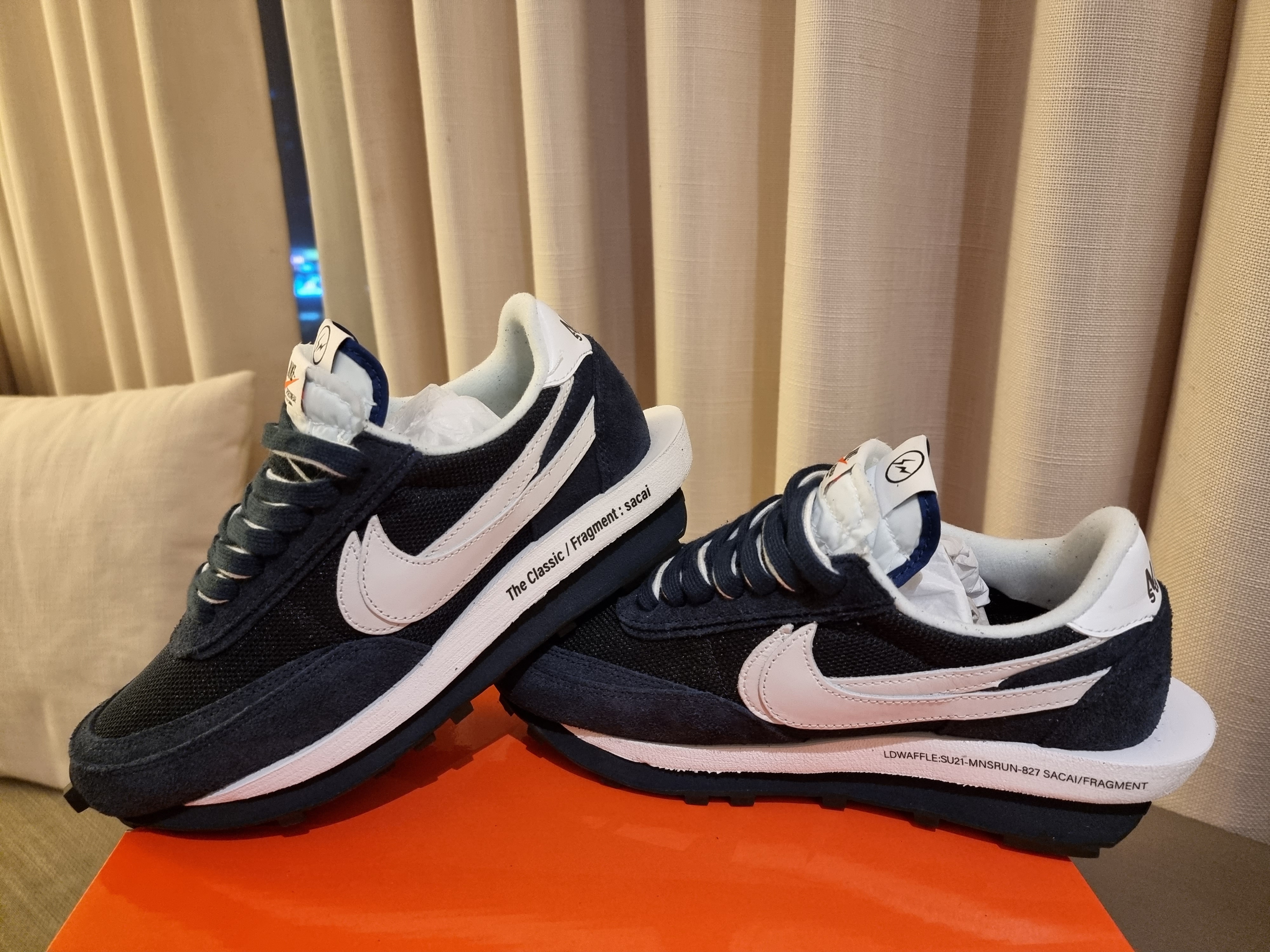 Nike x Sacai x Fragment LDWaffle Blackened Blue 착용 스타일