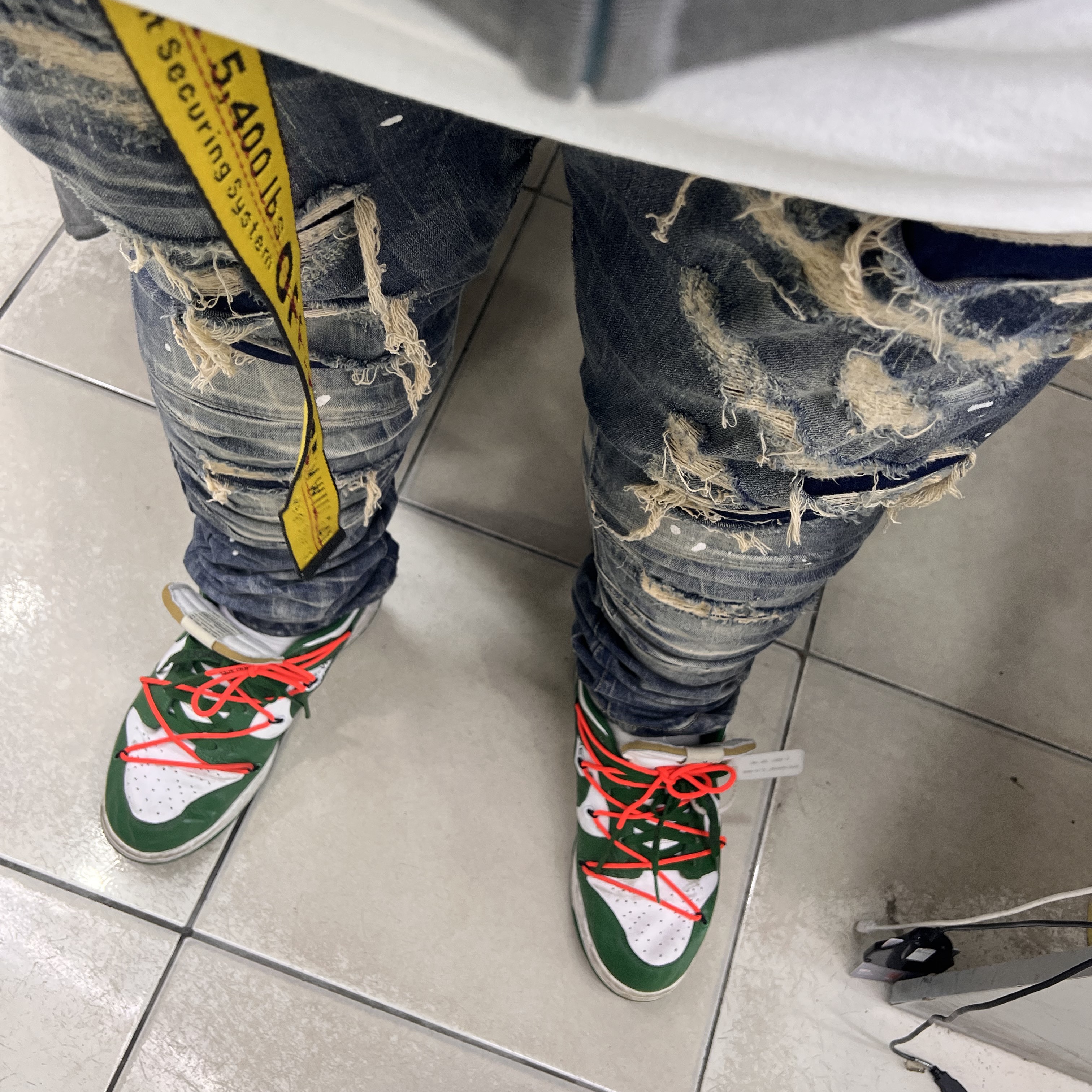 Nike x Off-White Dunk Low Pine Green 착용 스타일