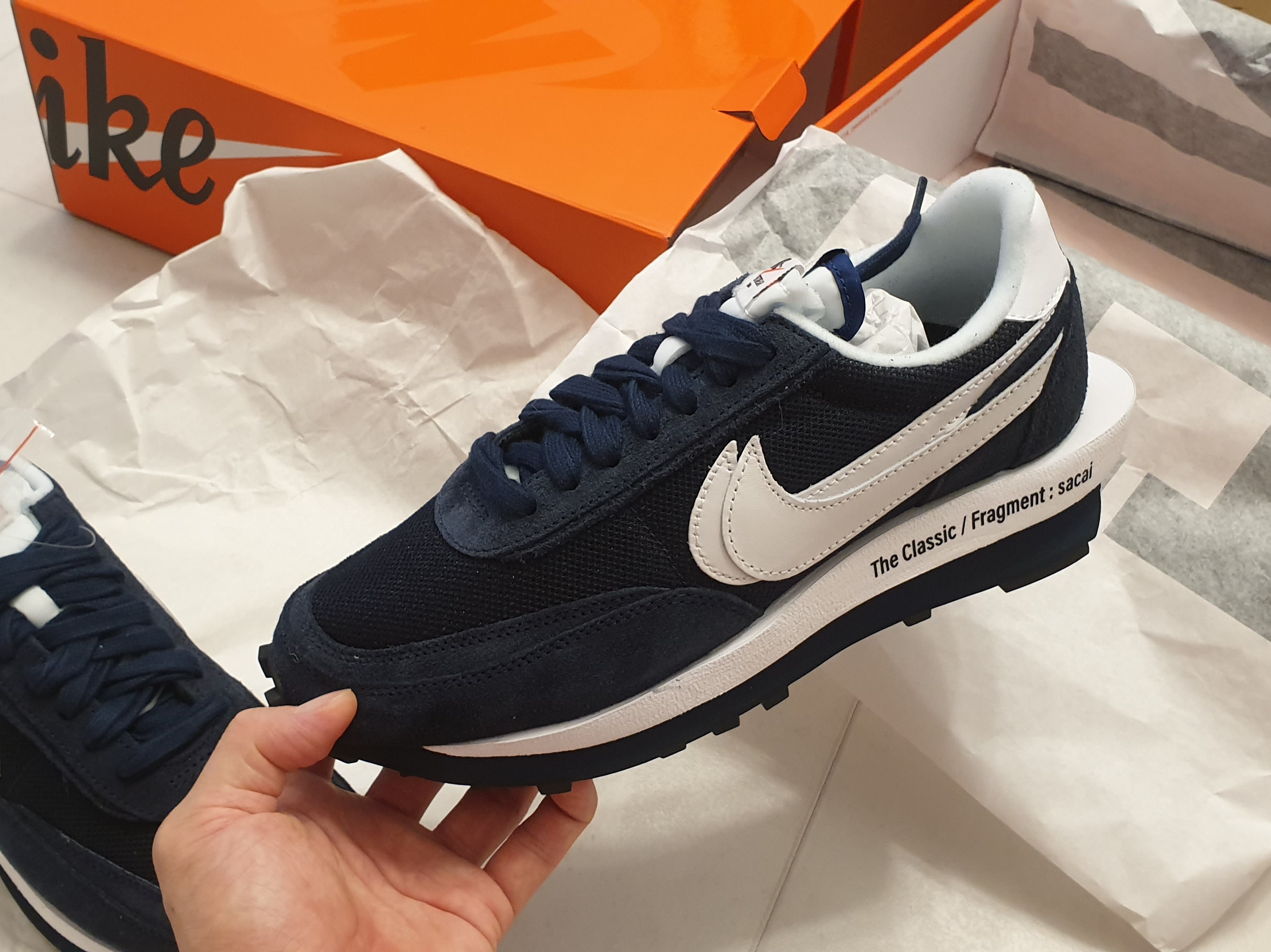 Nike x Sacai x Fragment LDWaffle Blackened Blue 착용 스타일