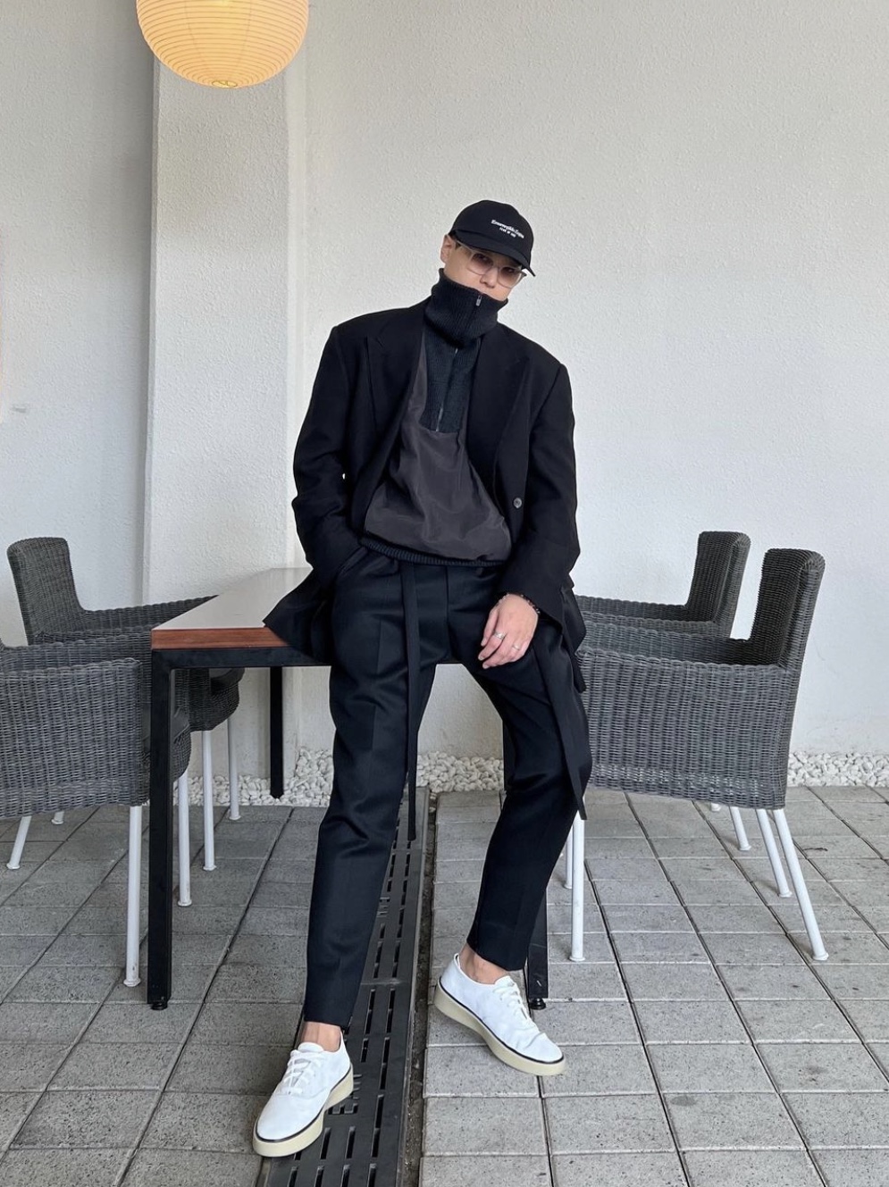 Fear of God x Ermenegildo Zegna Silk Anorak Jacket Dark Grey 착용 스타일