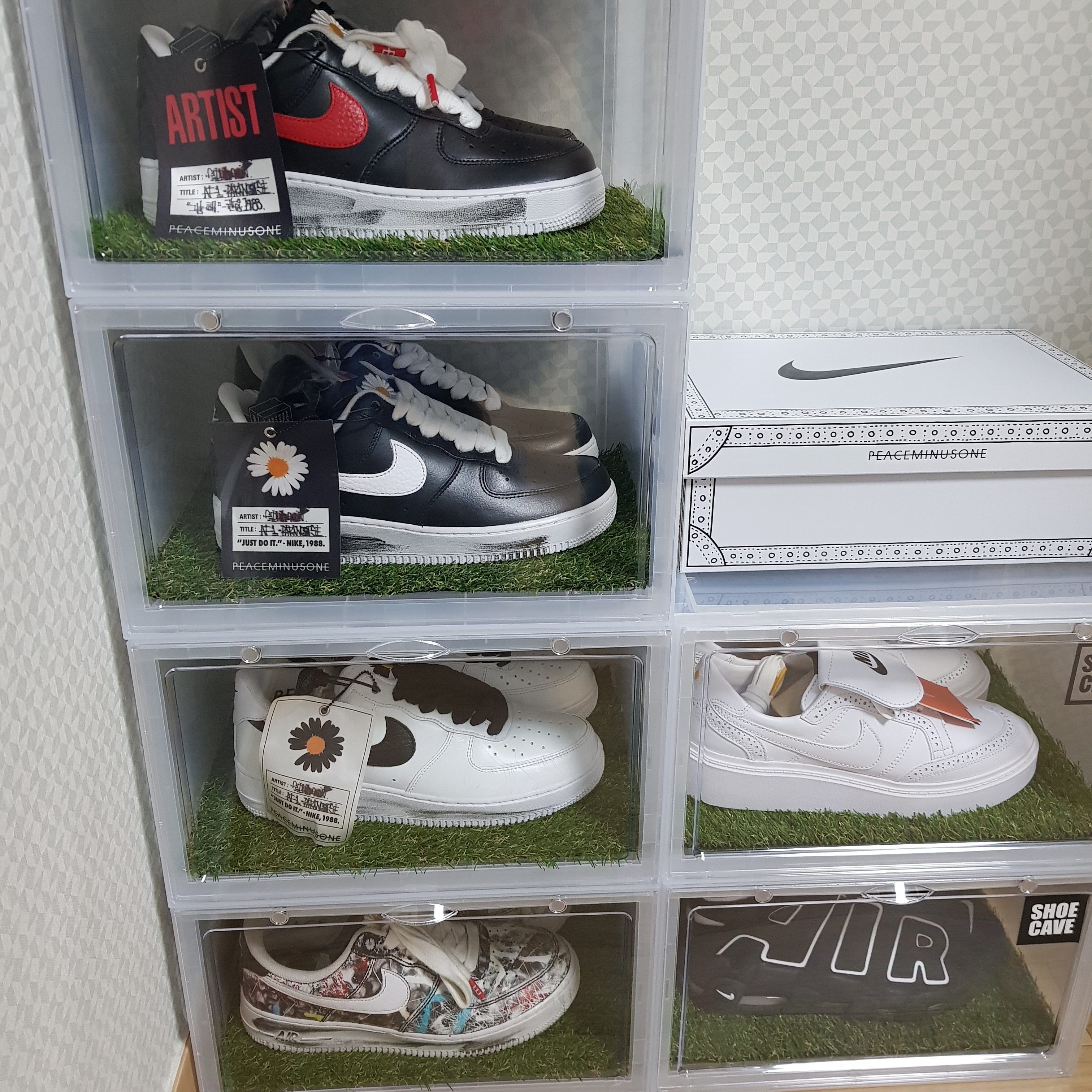 Nike x Peaceminusone Kwondo1 White, Nike x Peaceminusone Air Force 1 Low Para-Noise 2.0 착용 스타일