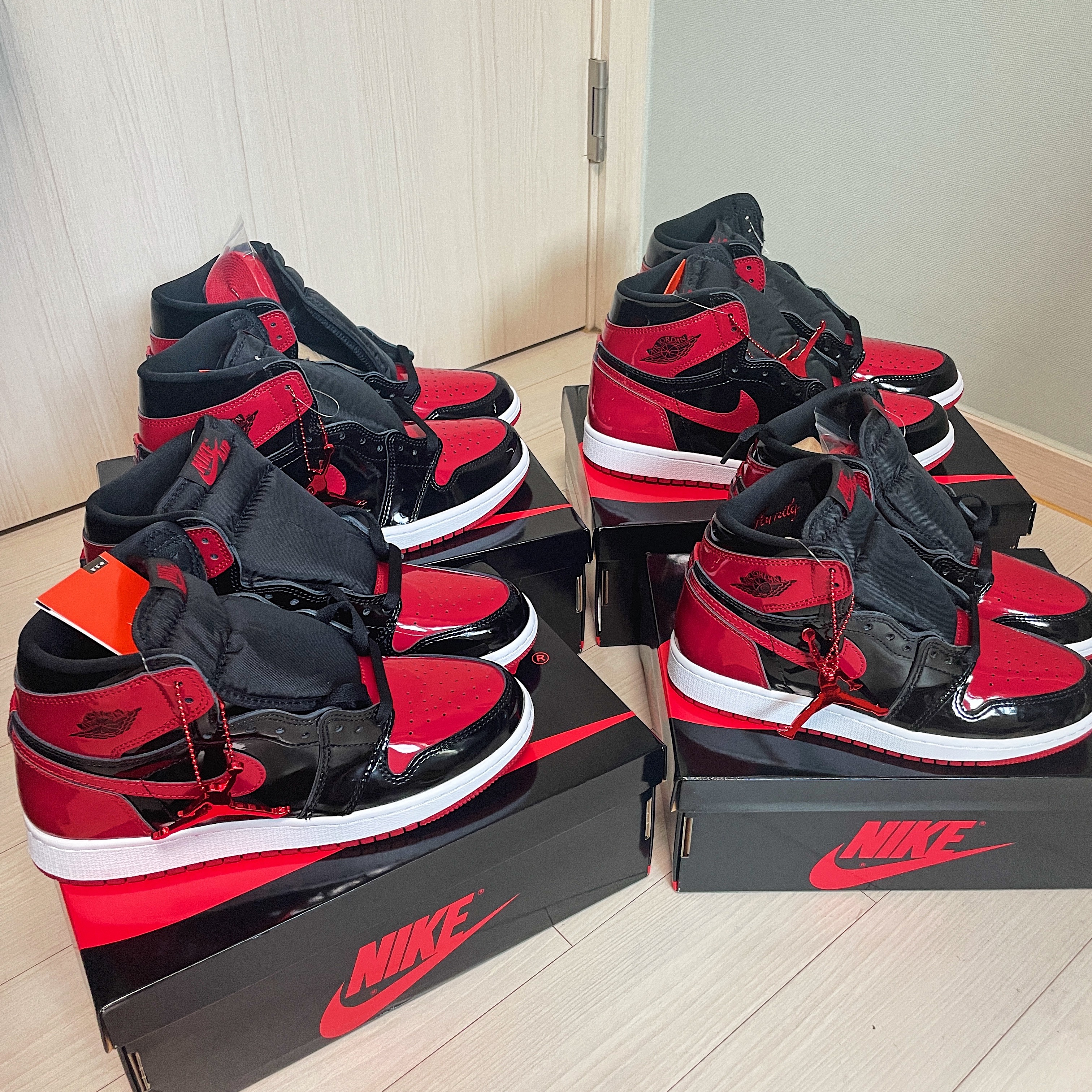 Jordan 1 Retro High OG Patent Bred, (GS) Jordan 1 Retro High OG Patent Bred 착용 스타일