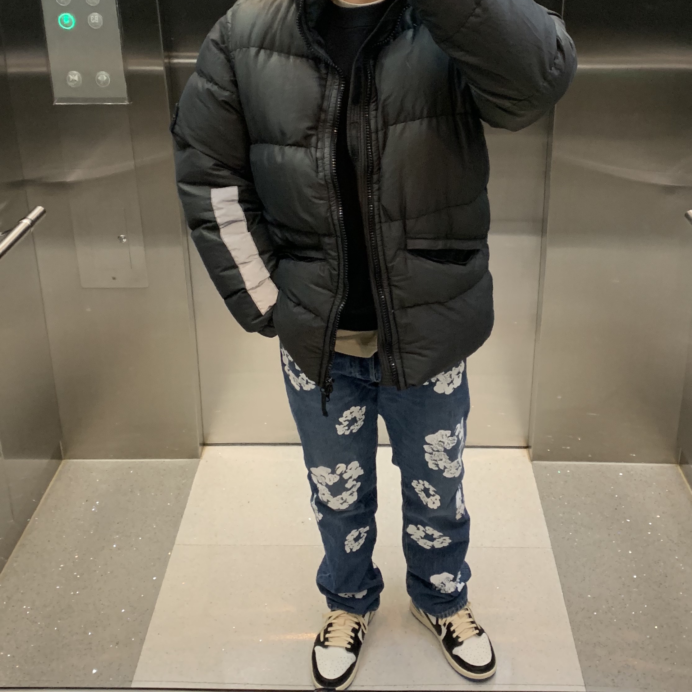 Jordan 1 x Travis Scott x Fragment Retro Low OG SP Military Blue 착용 스타일