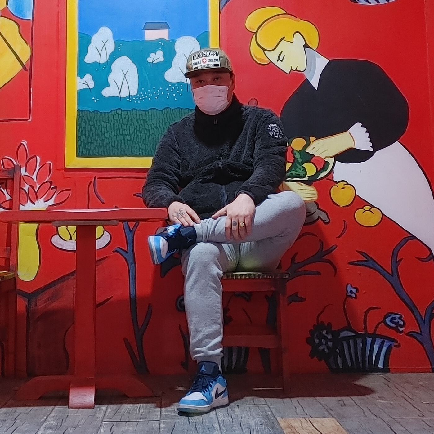 Jordan 1 Low Dark Powder Blue 착용 스타일