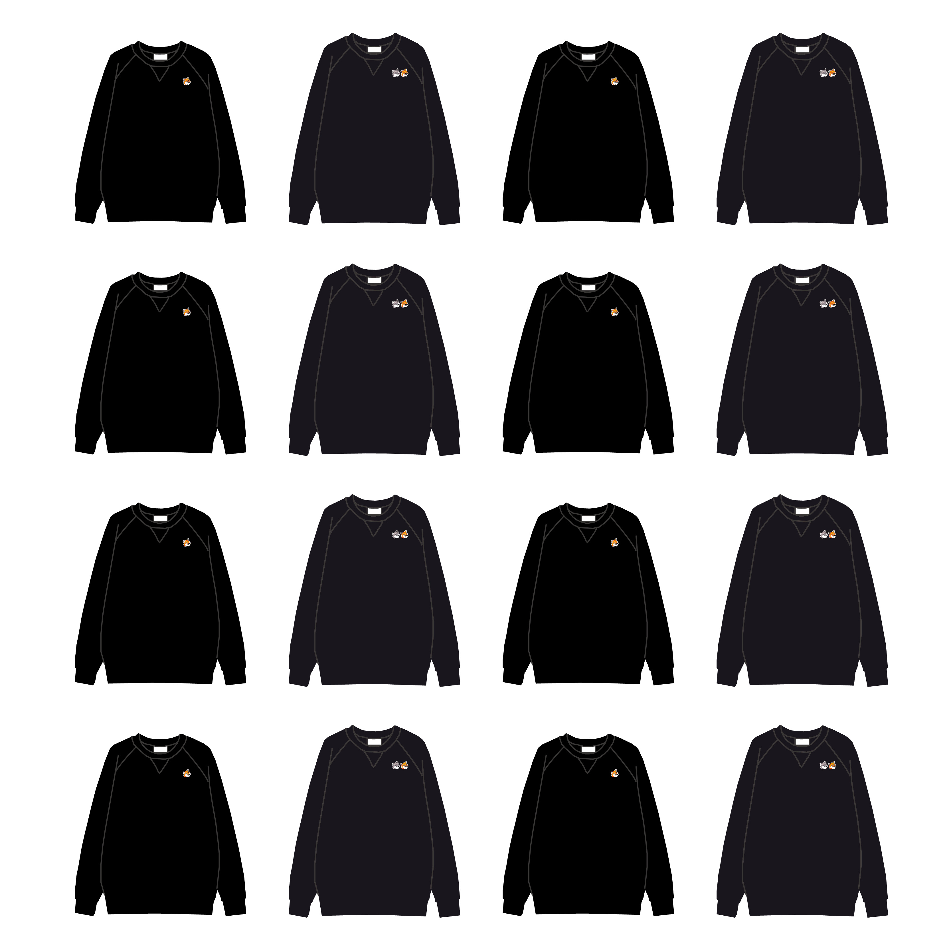 Maison Kitsune Double Fox Head Patch Classic Sweatshirt Anthracite, Maison Kitsune Fox Head Patch Classic Sweatshirt Black 착용 스타일 - 2