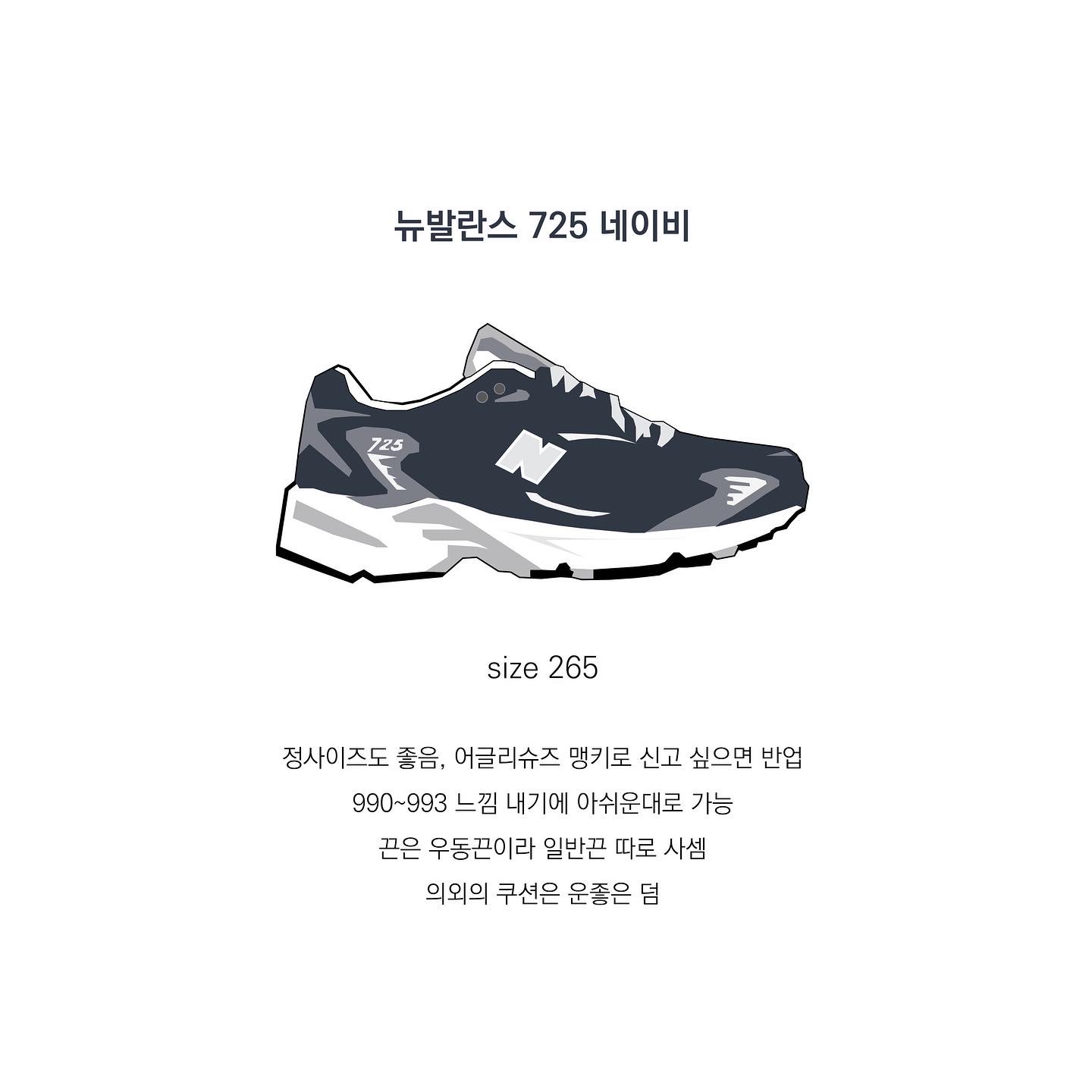 New Balance 725 Navy 착용 스타일 - 1