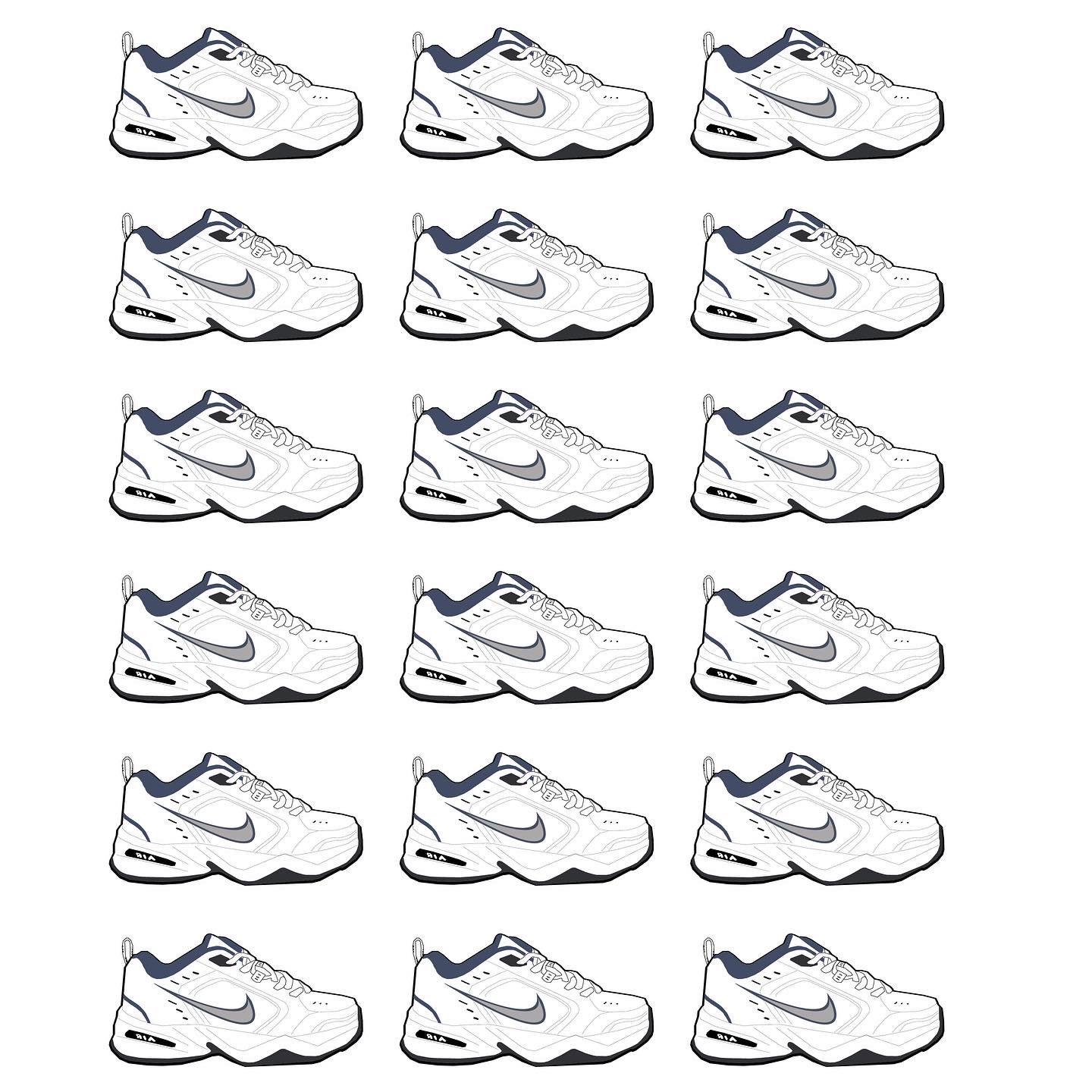 Nike Air Monarch IV White Navy 착용 스타일 - 2
