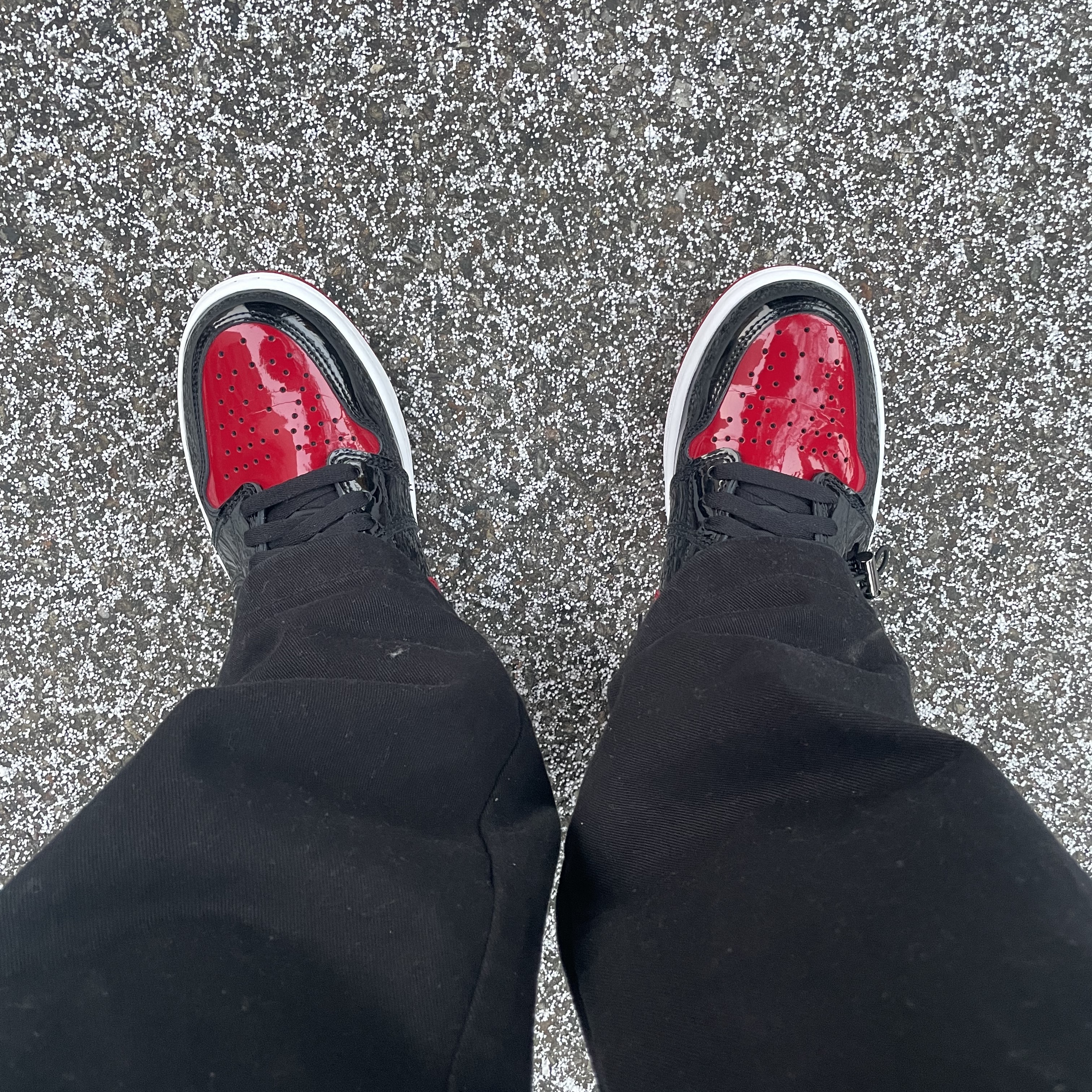 Jordan 1 Retro High OG Patent Bred, (GS) Jordan 1 Retro High OG Patent Bred 착용 스타일