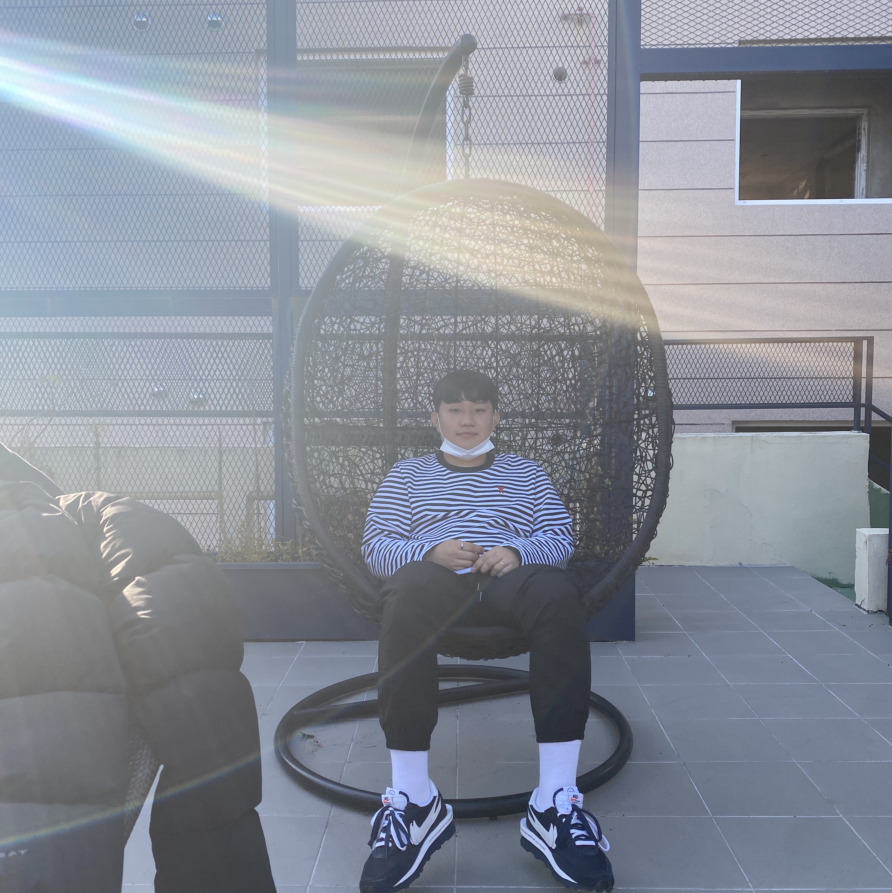 AMI de Coeur Mariniere Black, Nike x Sacai x Fragment LDWaffle Blackened Blue 착용 스타일