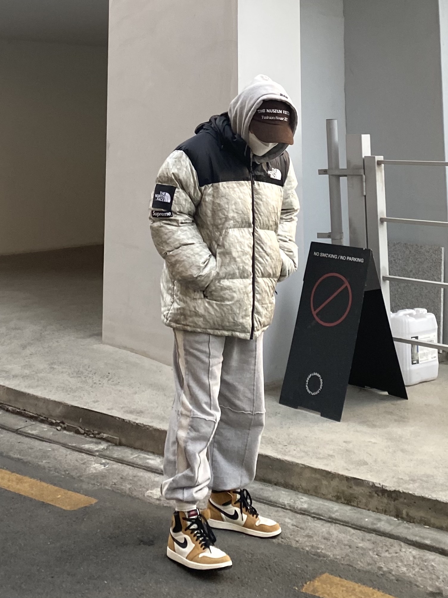 Supreme x The North Face Paper Print Nuptse Jacket - 19FW, Jordan 1 Retro High Rookie of the Year 착용 스타일