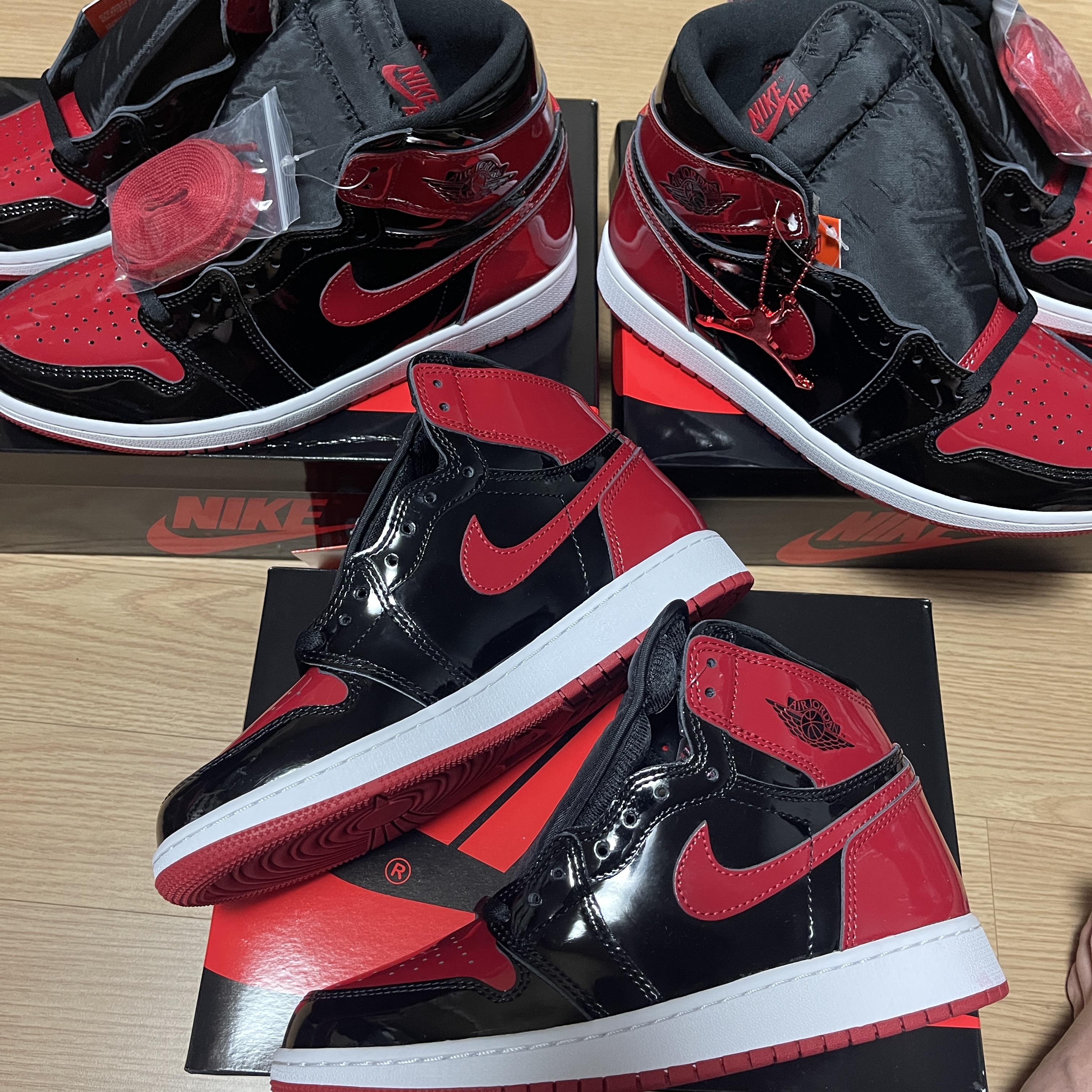 Jordan 1 Retro High OG Patent Bred, (GS) Jordan 1 Retro High OG Patent Bred 착용 스타일