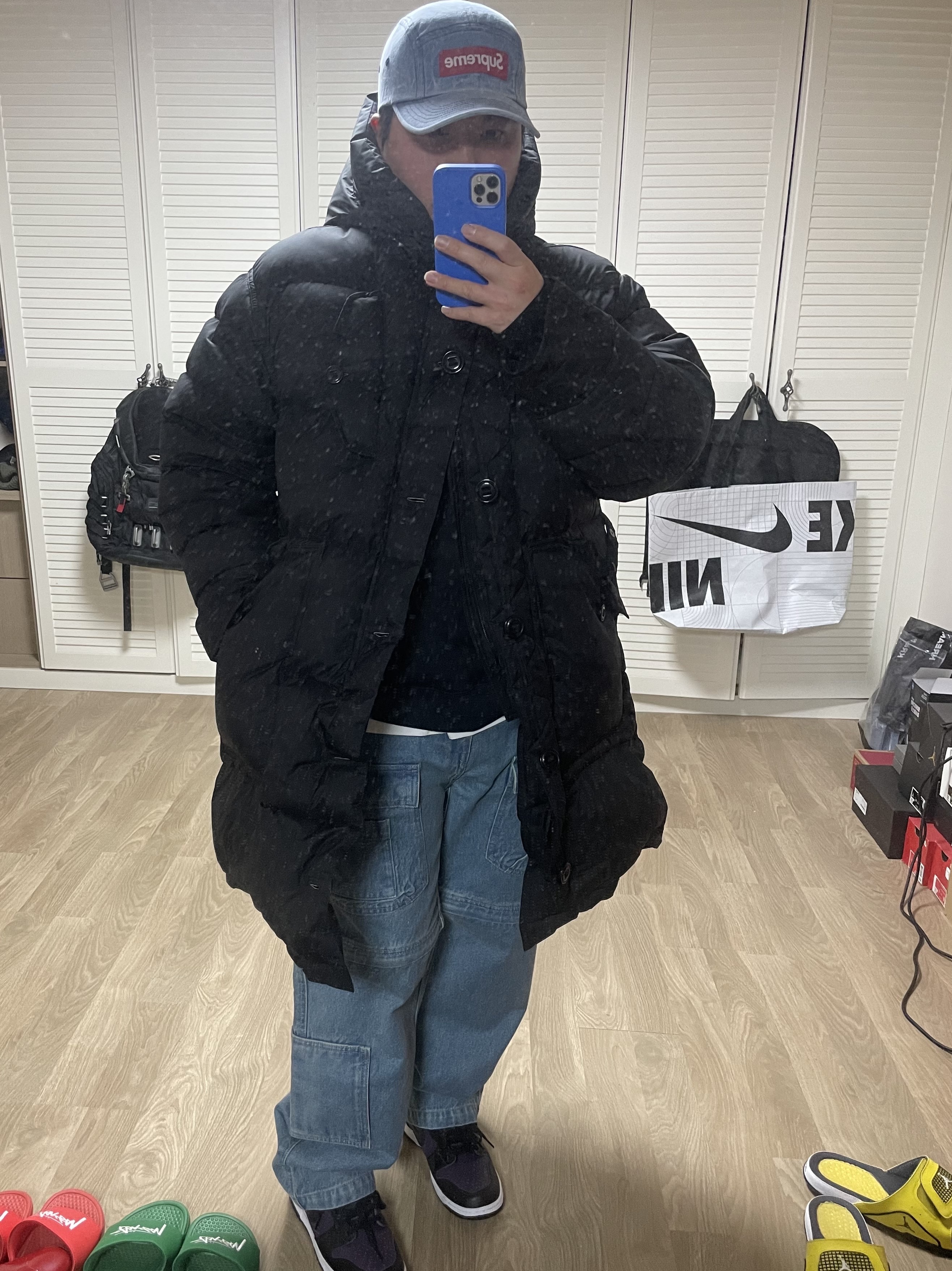 Supreme Washed Chino Twill Camp Cap Denim - 21FW, Supreme Zip-Off Utility Pants Denim - 21FW 착용 스타일 - 1