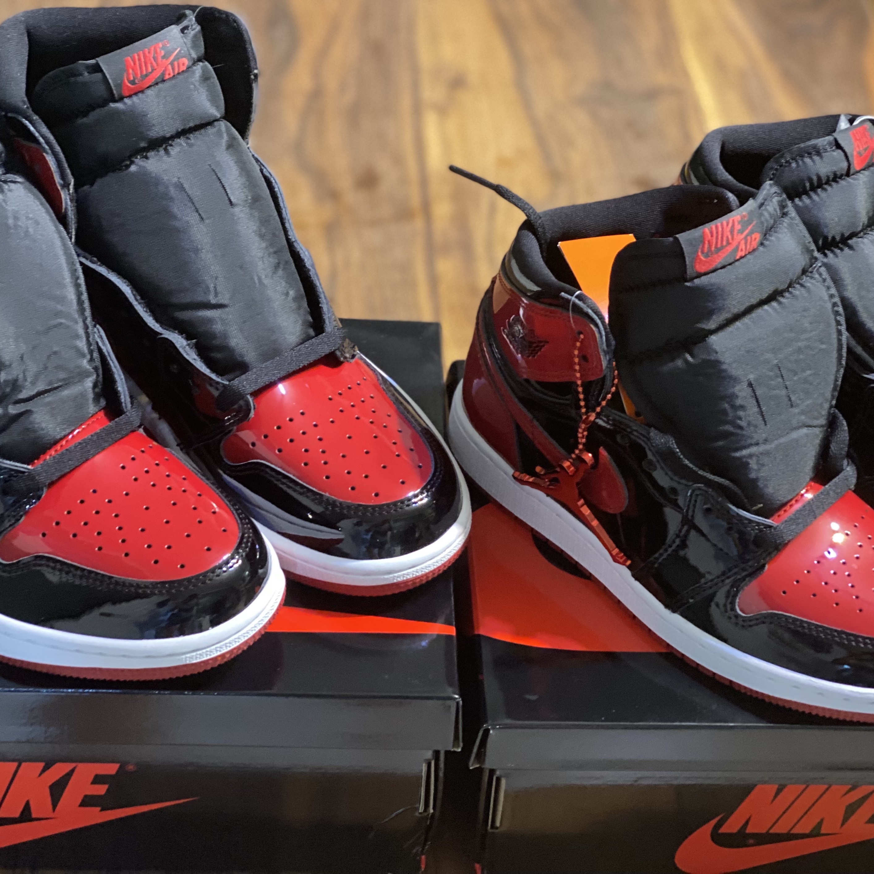 Jordan 1 Retro High OG Patent Bred, (GS) Jordan 1 Retro High OG Patent Bred 착용 스타일 - 1