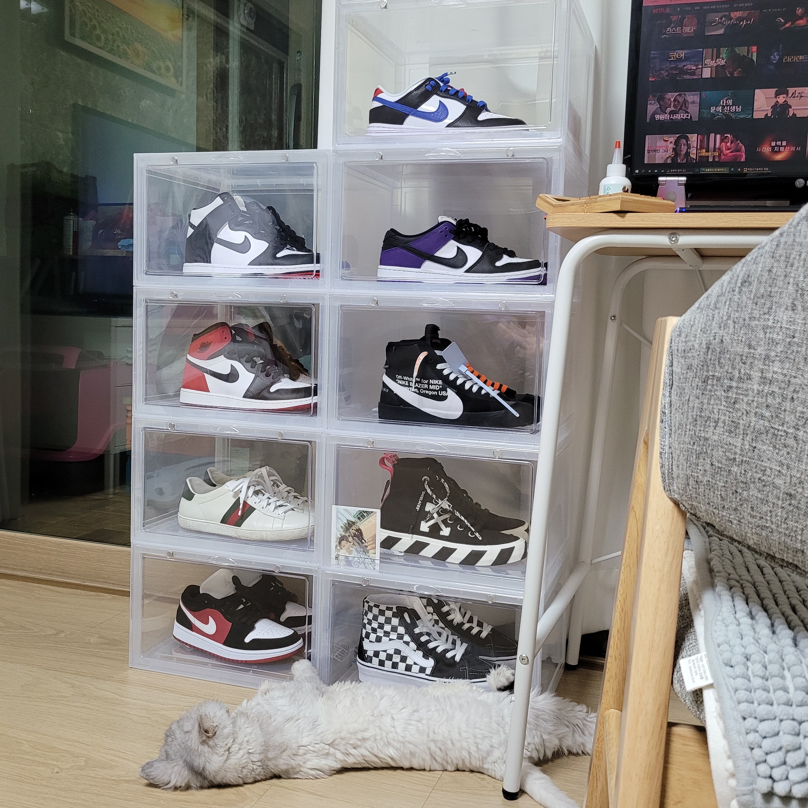 (GS) Nike Dunk High Black and White, (GS) Jordan 1 Retro High OG Black Toe 2016 착용 스타일