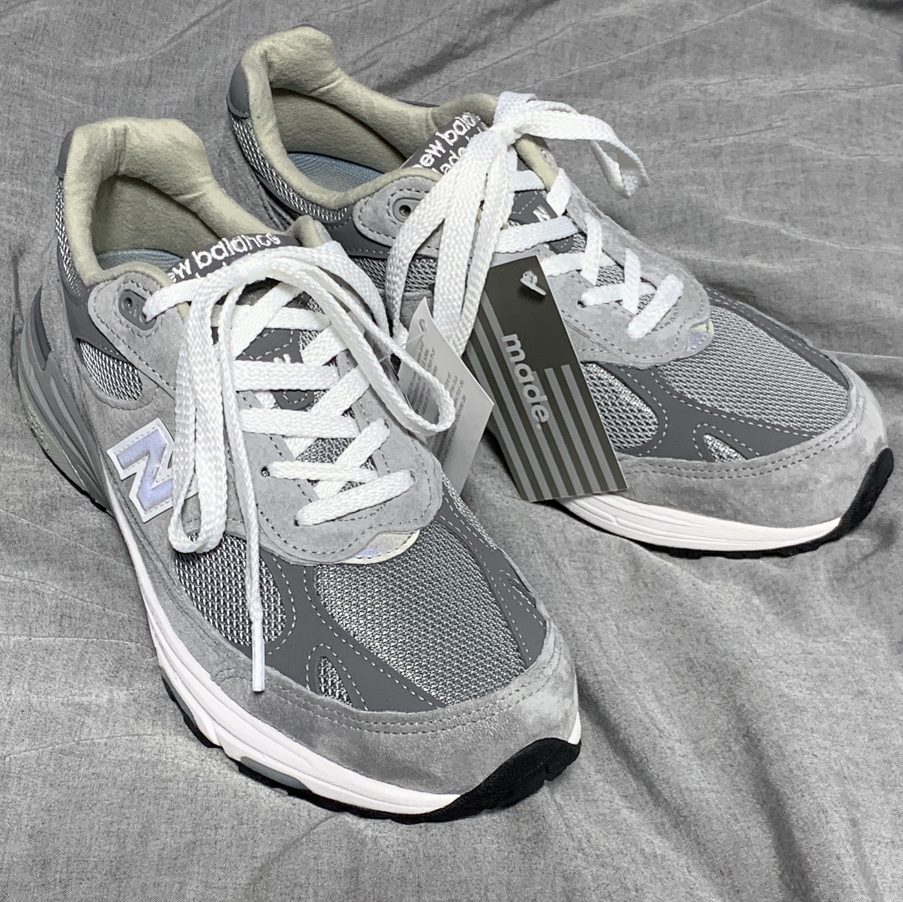 (W) New Balance 993 Made in USA Grey - B Standard 착용 스타일 - 3