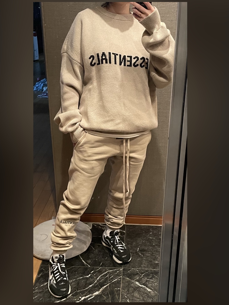 Essentials Knit Pullover Sweater Linen - Ssense Exclusive, Nike Dunk Low SP Ceramic 착용 스타일 - 2