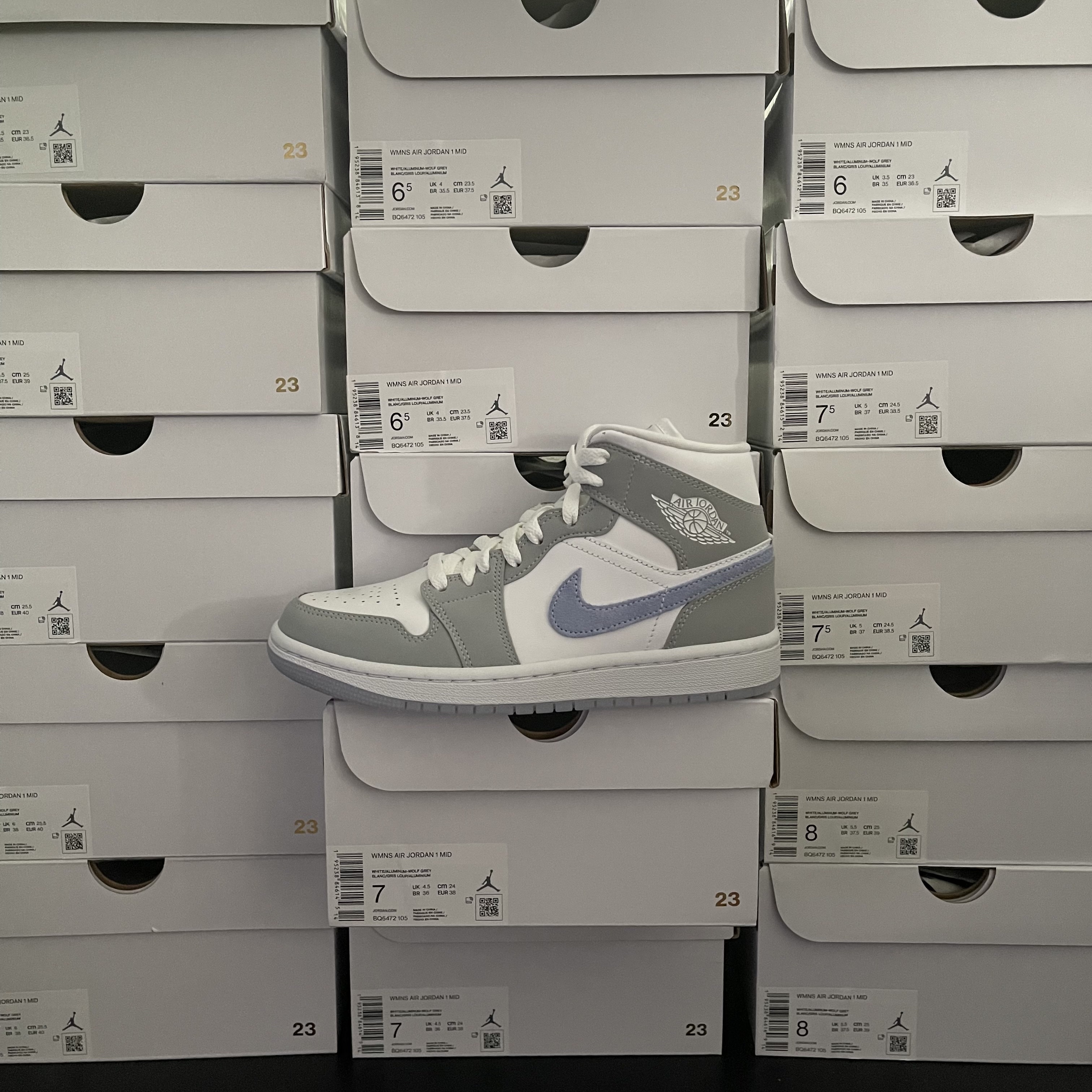 (W) Jordan 1 Mid Wolf Grey 착용 스타일