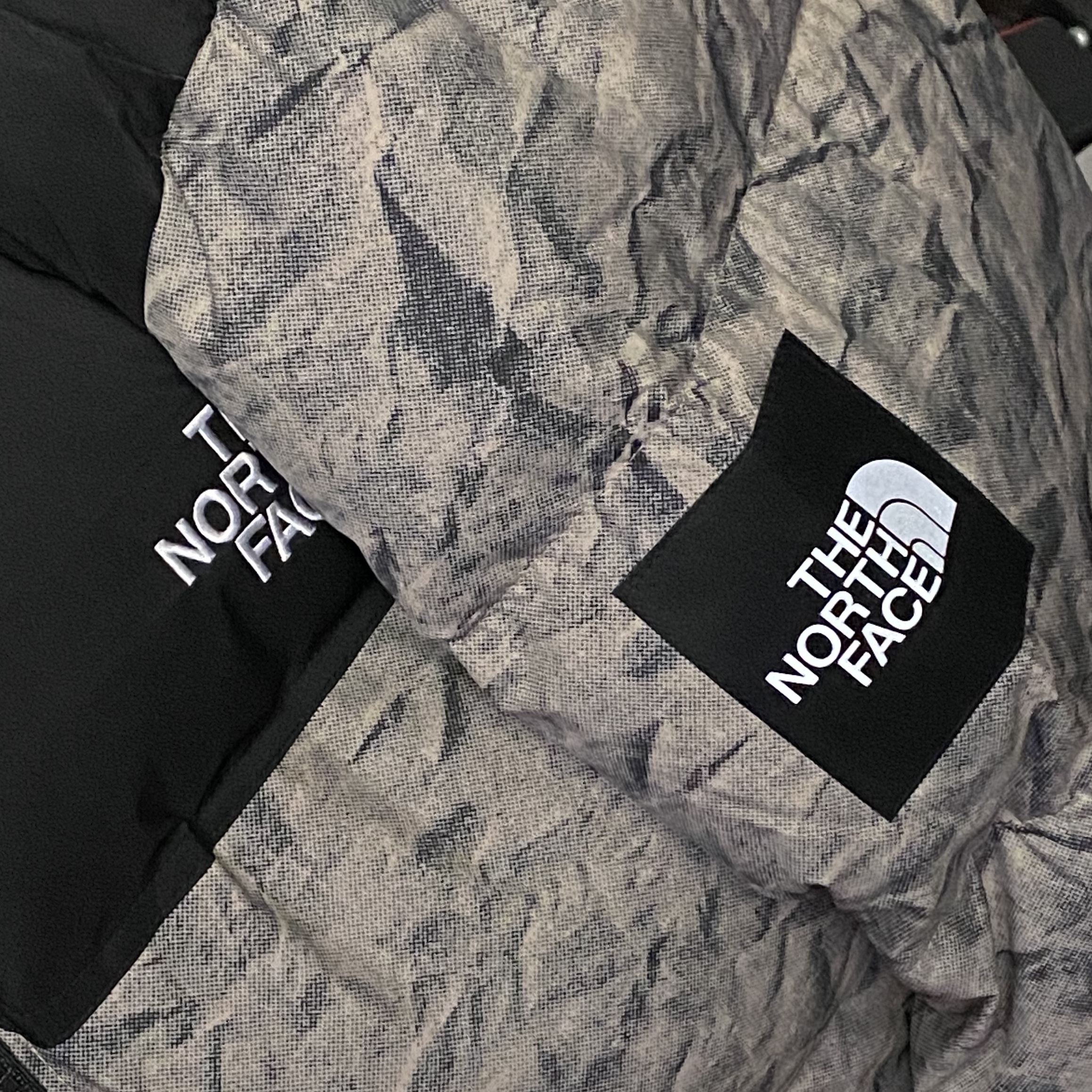 The North Face White Label Novelty Nuptse Down Jacket Beige 착용 스타일